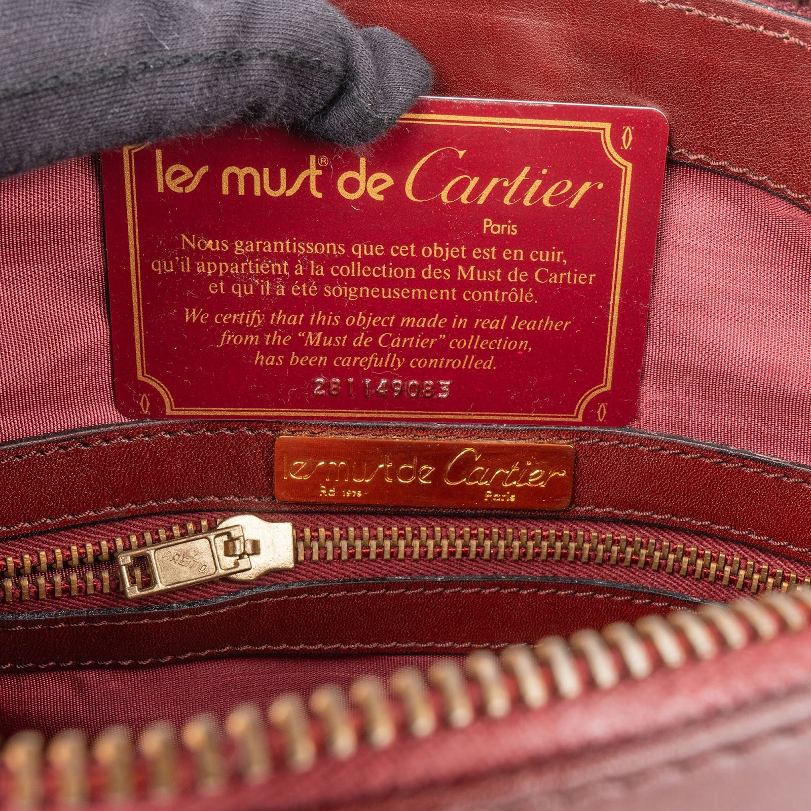 Cartier Bordeaux Leather Must de Cartier Boston Handbag