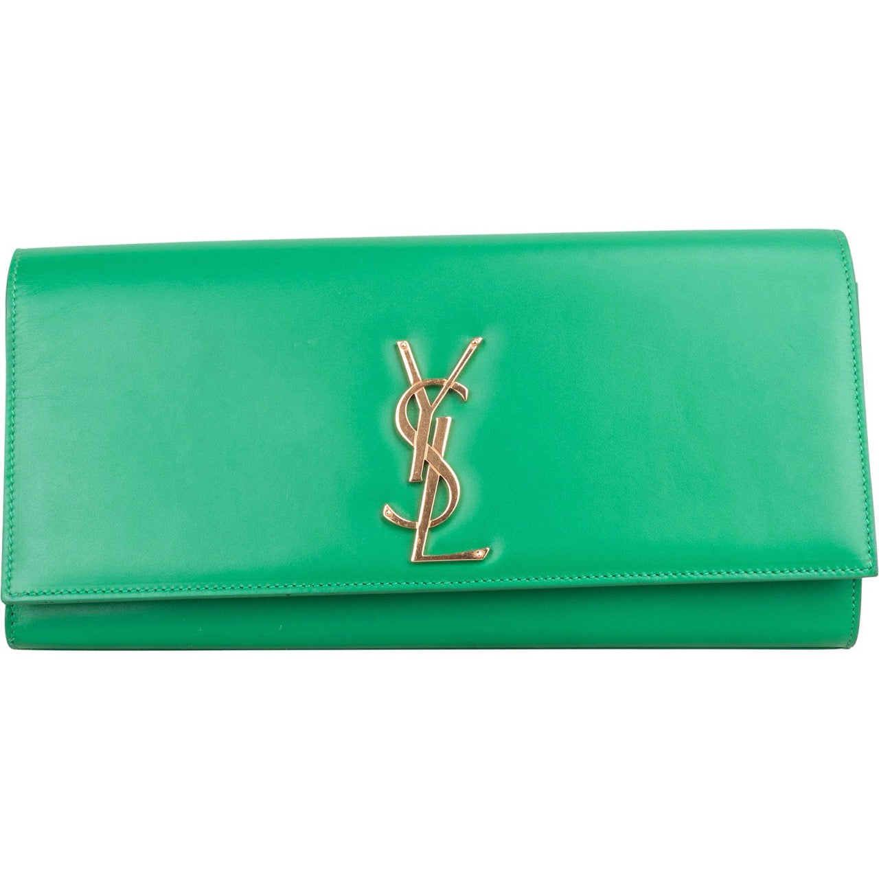 Saint Laurent Green Leather Clutch