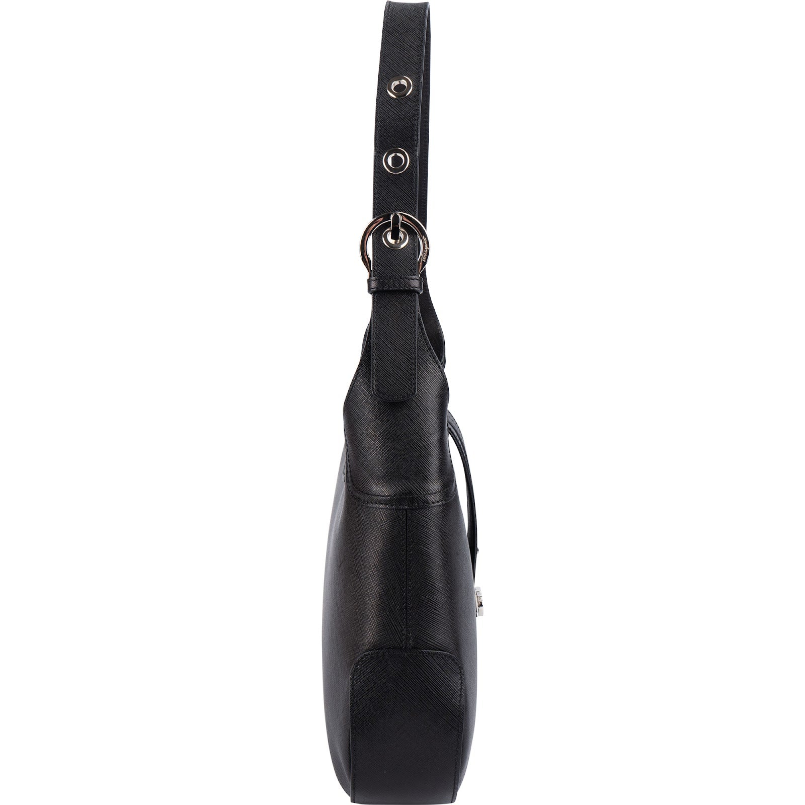 Salvatore Ferragamo Pebbled Calfskin Leather Gancini Shoulder Bag