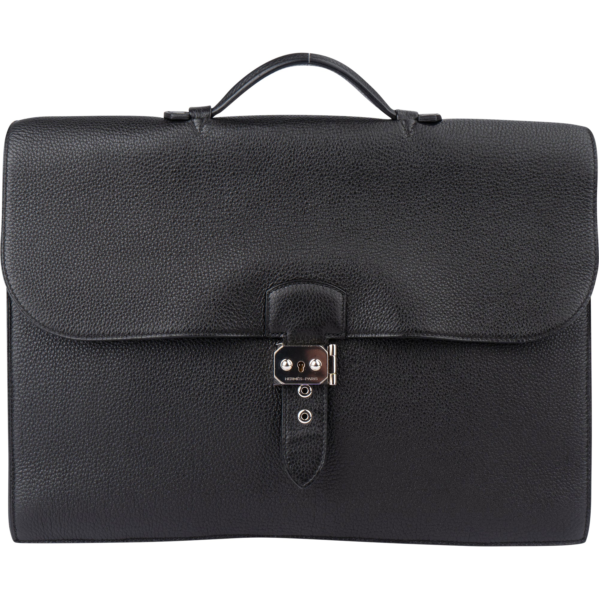 Hermès Noir Leather Sac á Dépéches Business Tasche
