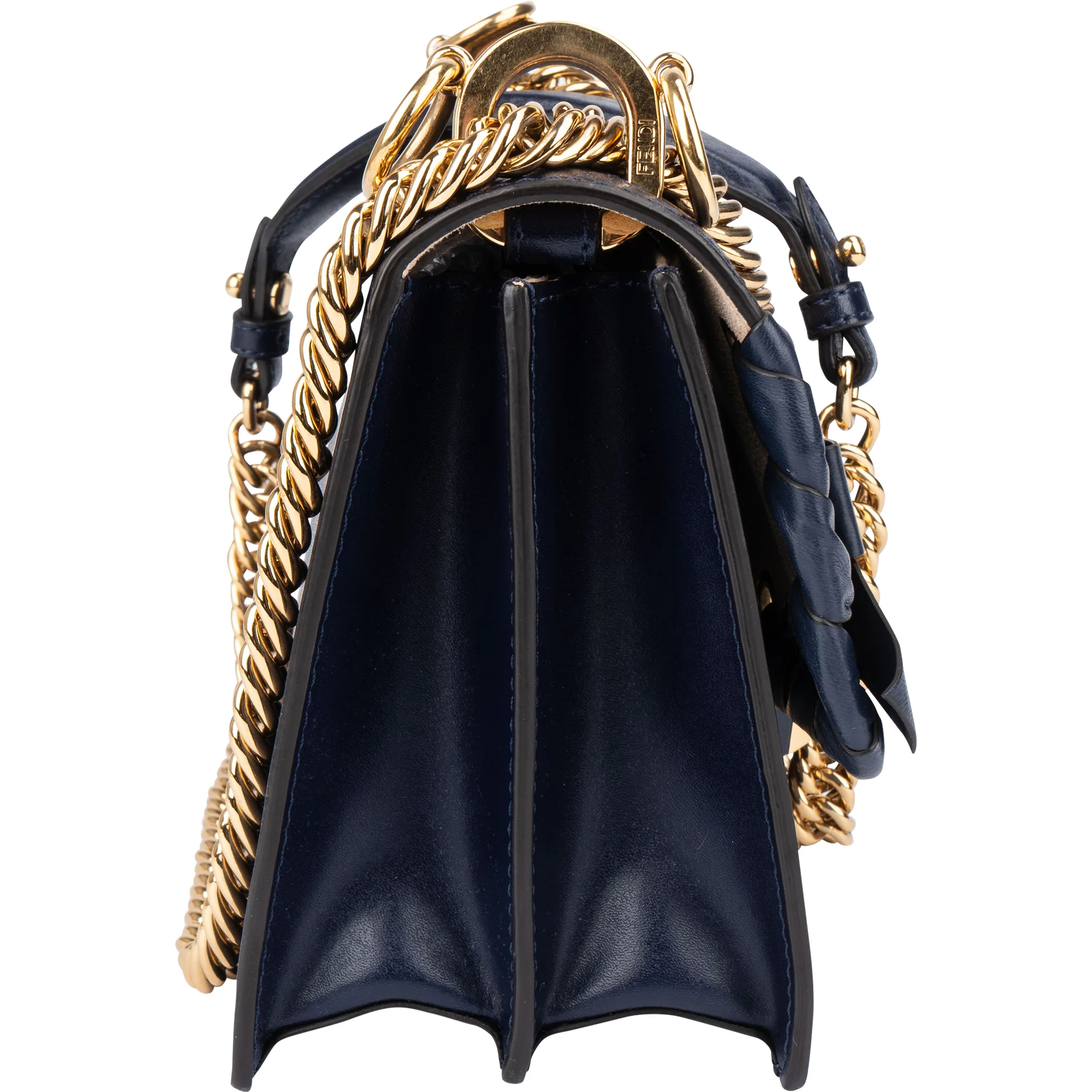 Fendi Bleu Leather Kan I Crossbody Bag