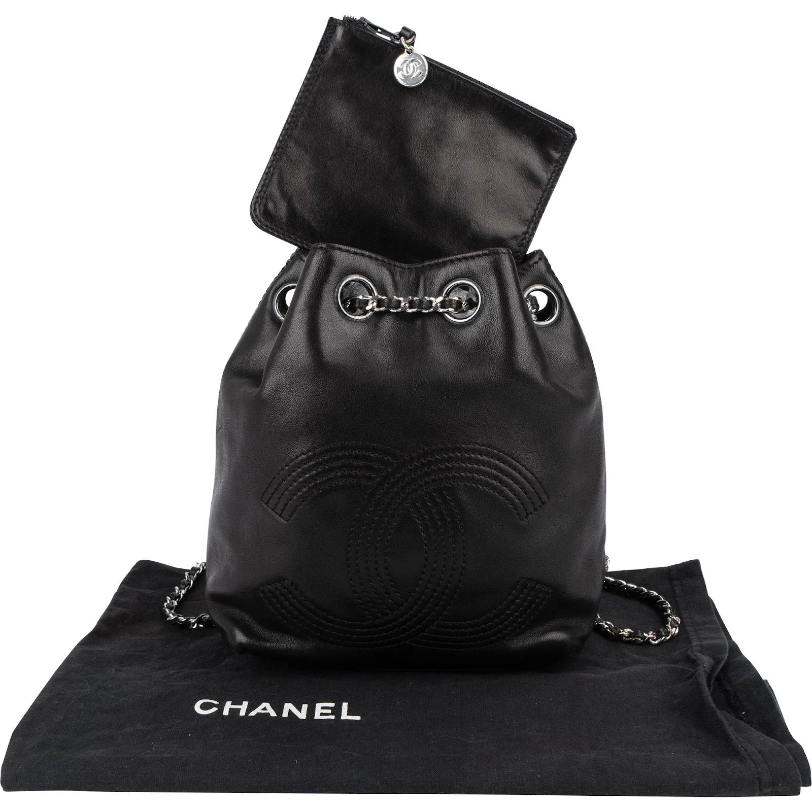 Chanel 22 Lambskin CC Small Drawstring Backpack