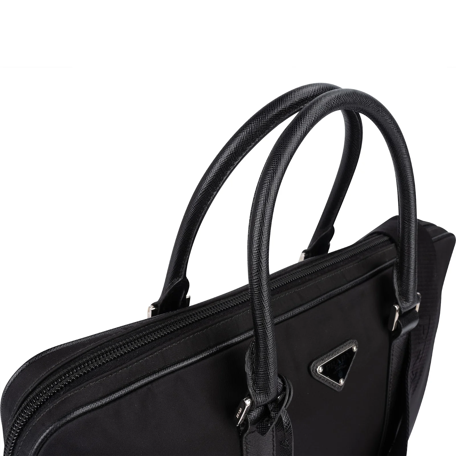 Prada Nylon Saffiano Leather Triangle Business Bag