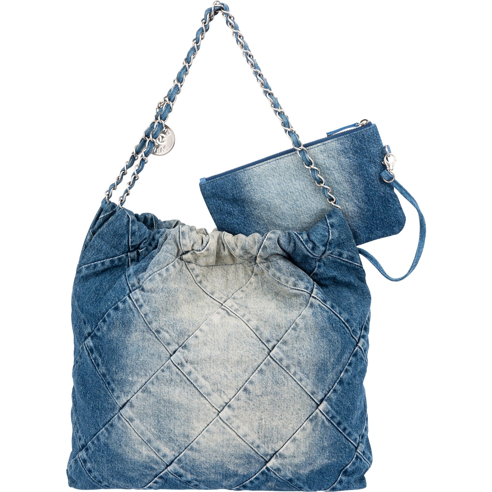 Chanel 22 Quilted Denim Chanel  Tote Shoulder Bag
