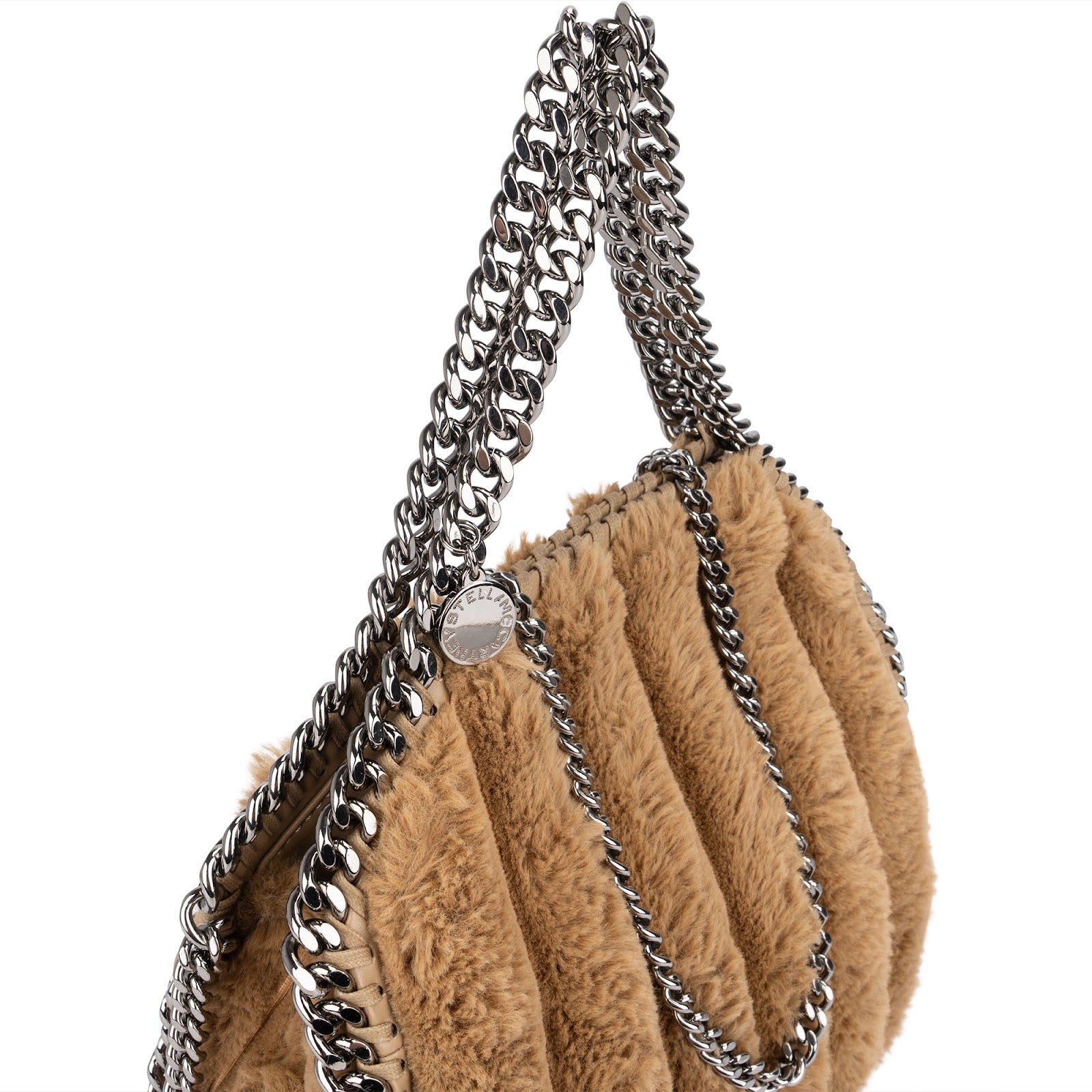 Stella McCartney Quilted Padded Faux Fur Falabella Fold Over Crossbody Bag