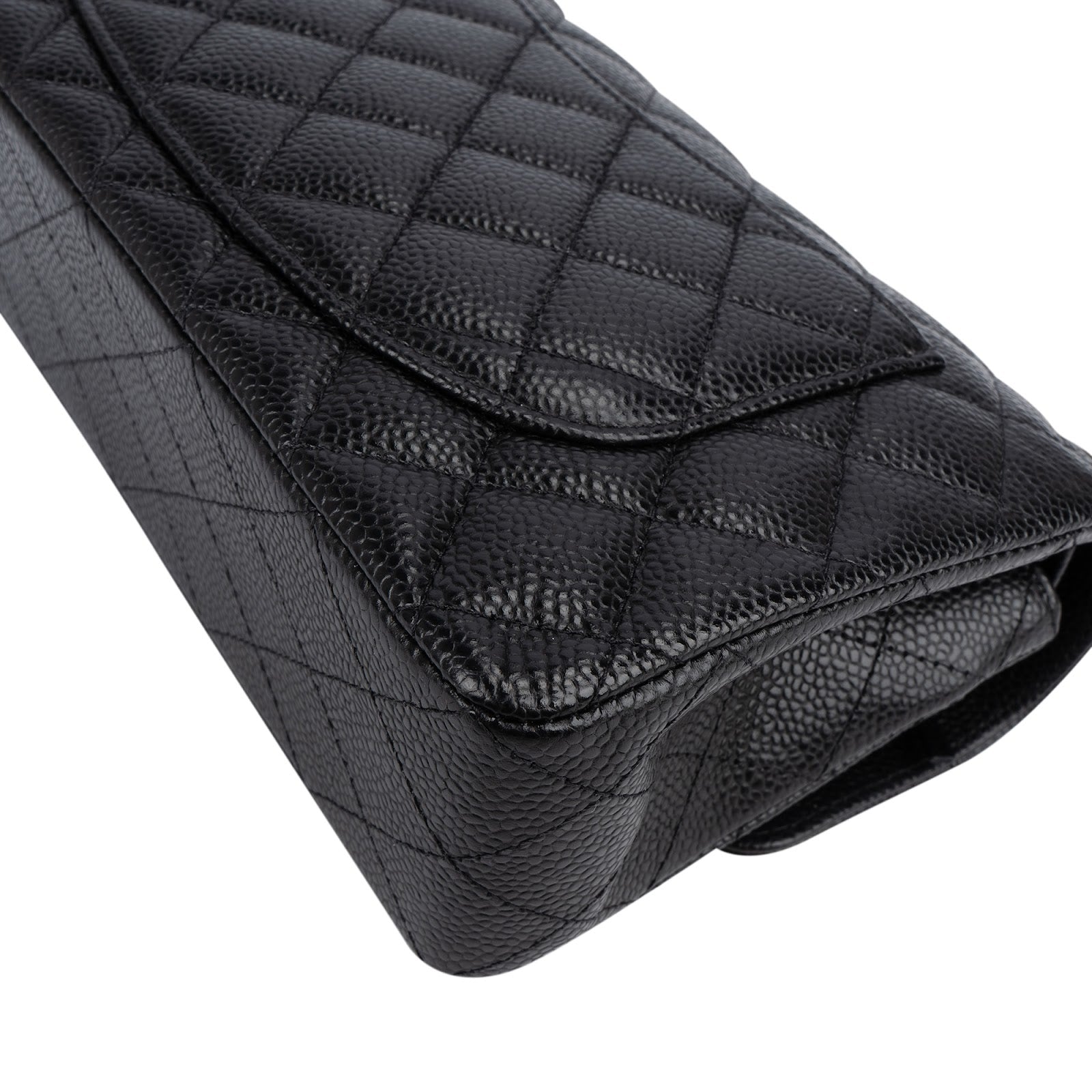 Chanel Quilted Caviar Leather Palladium Small Double Flap Shoulder Bag