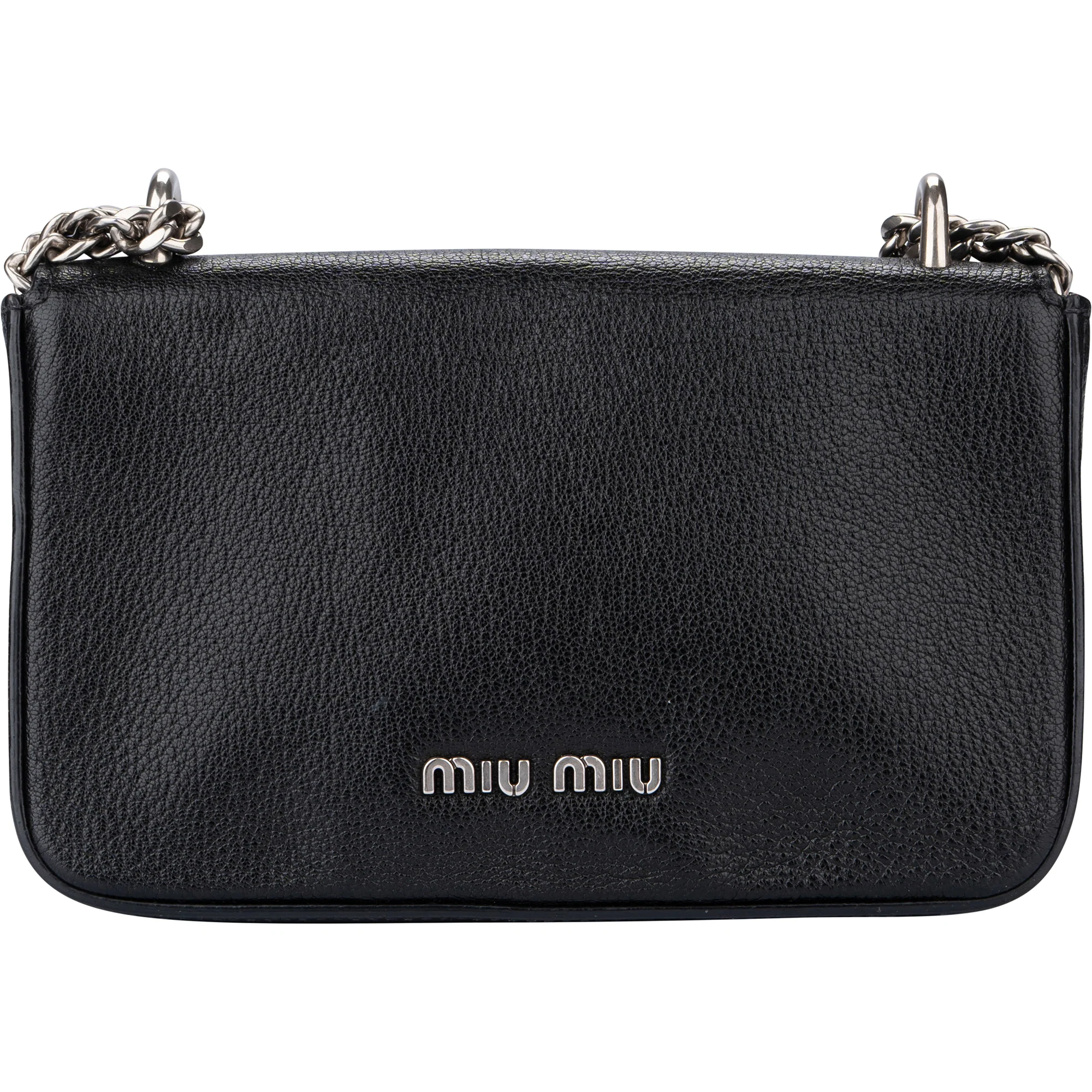 Miu Miu Noir Leather Madras Single Flap Crossbody Bag