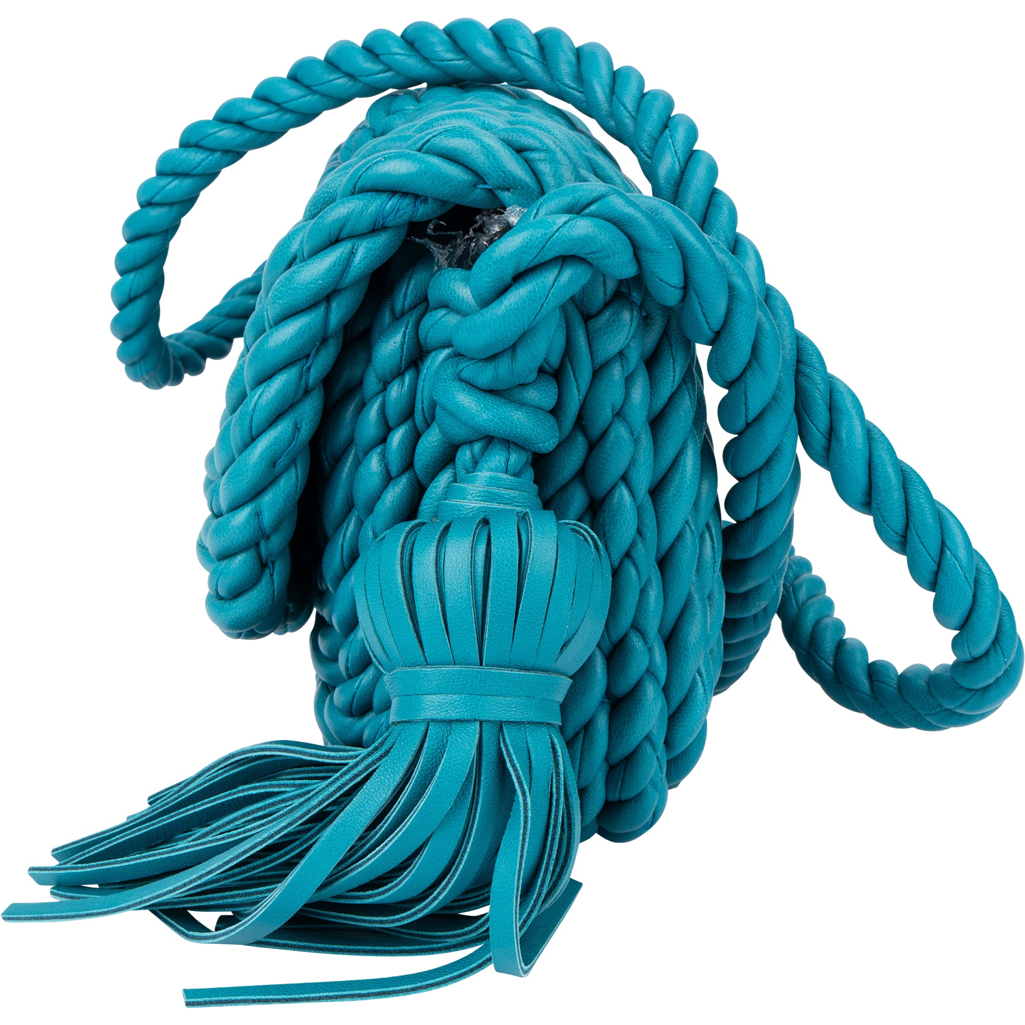Sac à bandoulière « Torchon » en cuir tressé bleu de Bottega Veneta