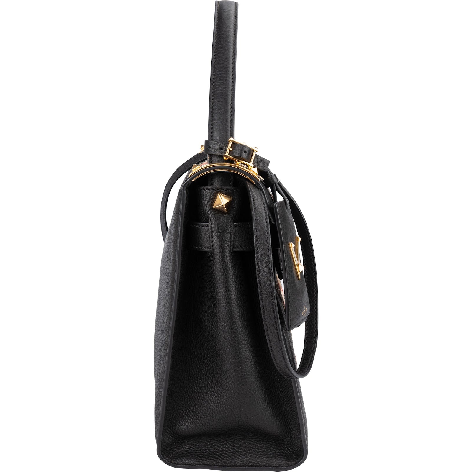 Valentino Black Leather Animal Fantasia Embroidered Joylock Top Handle Handbag