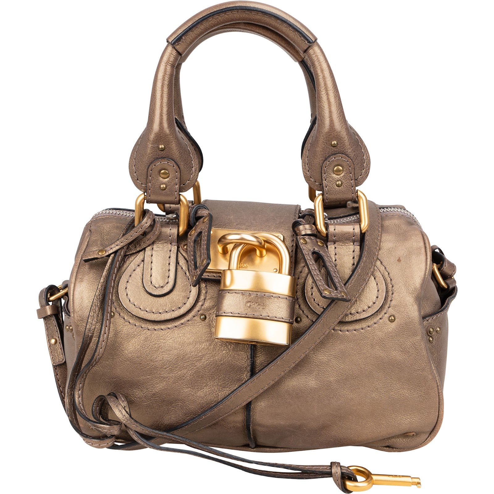 Mini sac à main Paddington en cuir métallisé de Chloé