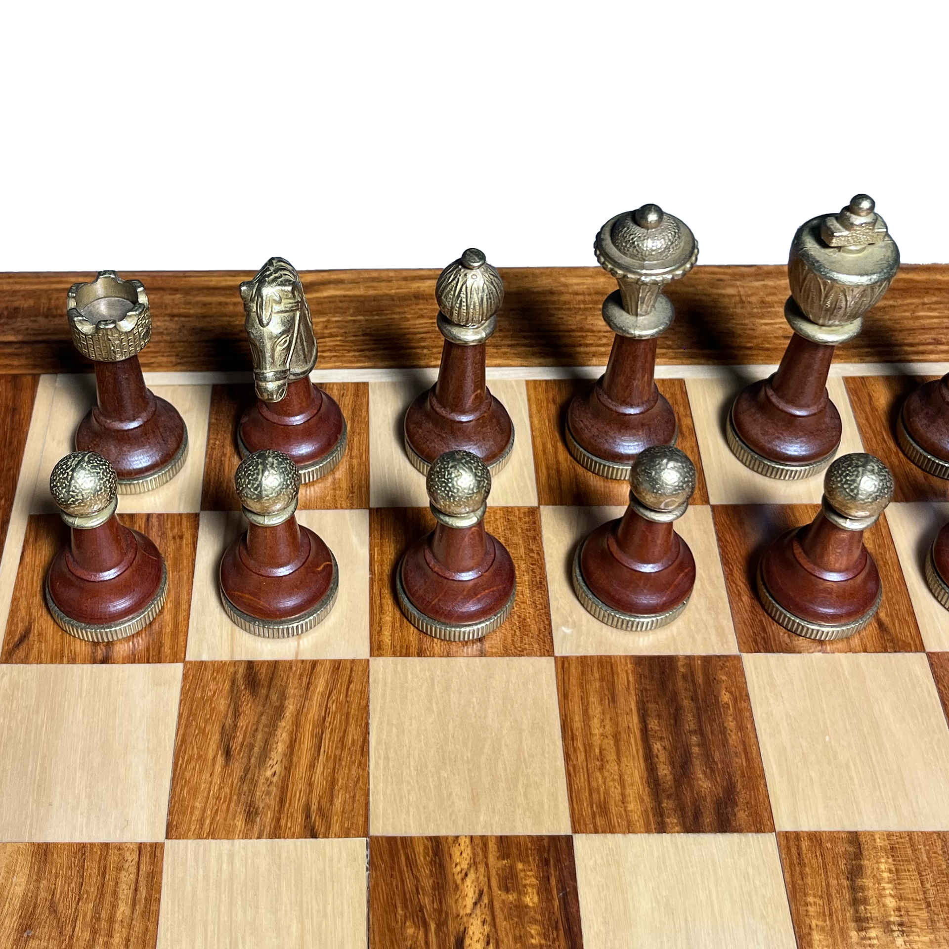 Schachspiel - Holz, Messing und Silber plattiert