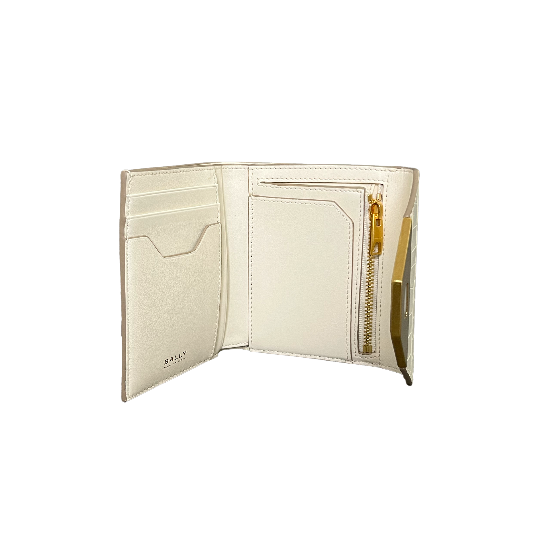 Bally - Bally Tilt Wallet In White Crocodile Print Leather - Wallet