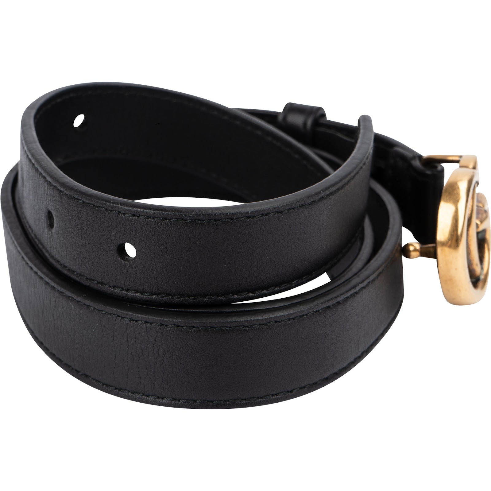 Gucci Black Leather GG Mini Marmont Gürtel (80 / 32)