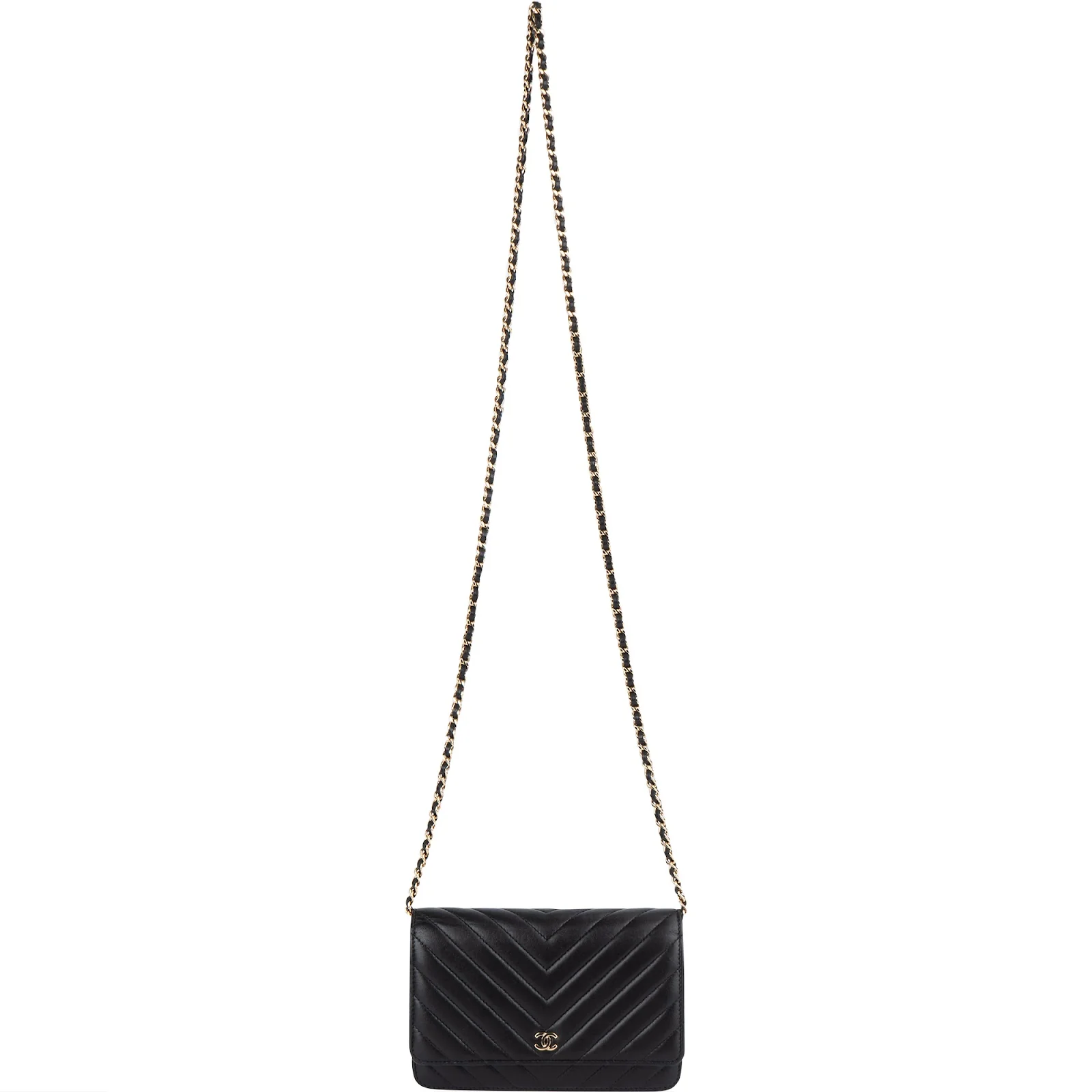 Chanel Quilted Chevron Lambskin Wallet on Chain Crossbody Bag
