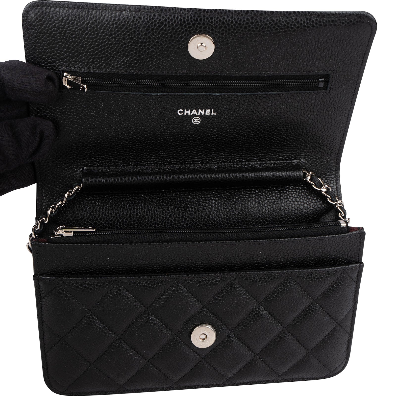 Chanel Quilted Caviar Leather Wallet on Chain