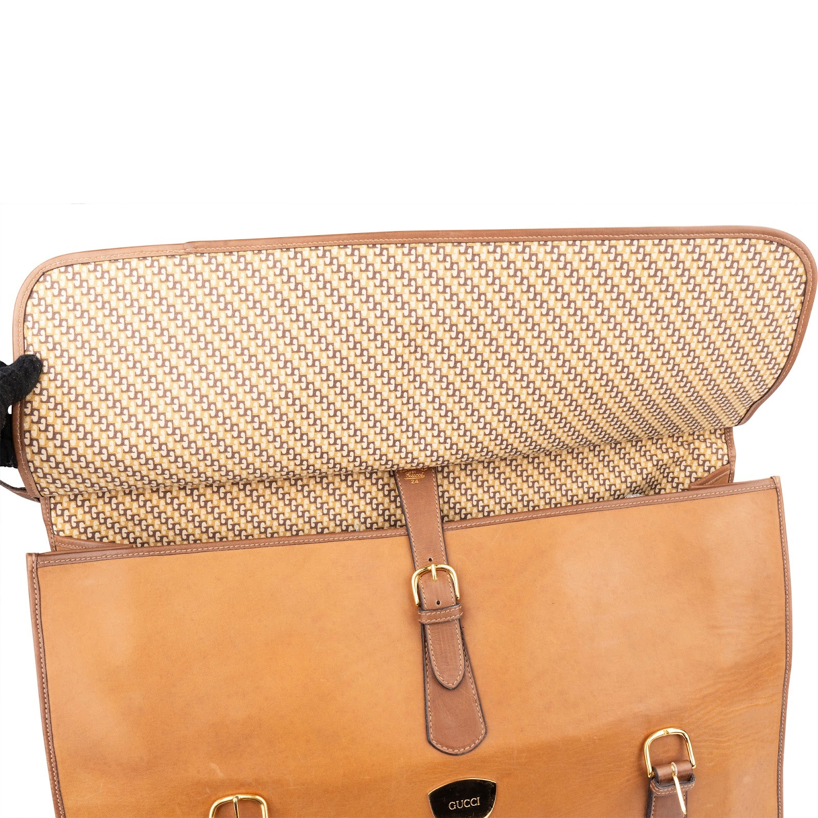 GUCCI Leather Vintage Web Stripe 55 Travel Bag