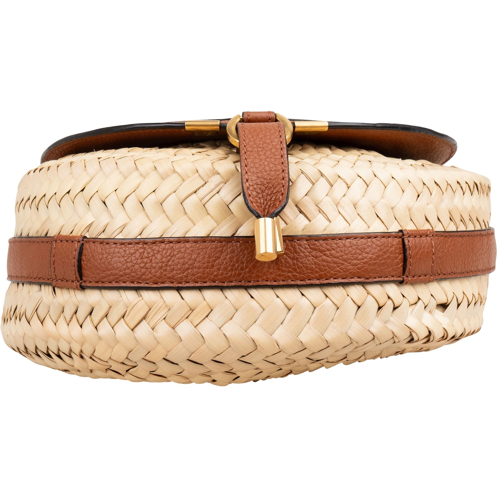 Chloé Grained Calfskin Raffia Marcie Saddle Crossbody Bag