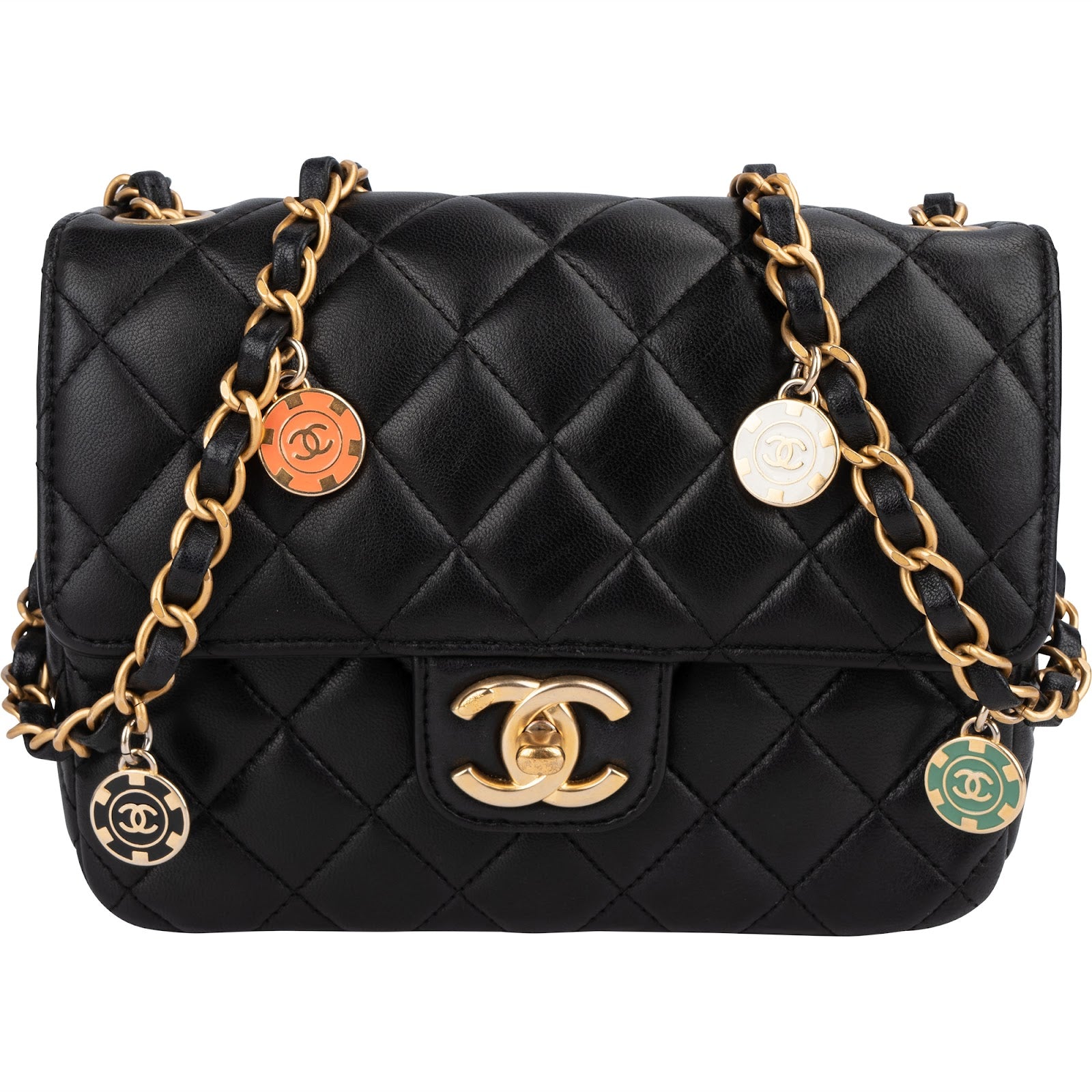 Chanel Quilted Lambskin Mini Rectangular Flap Casino Charms Crossbody Bag