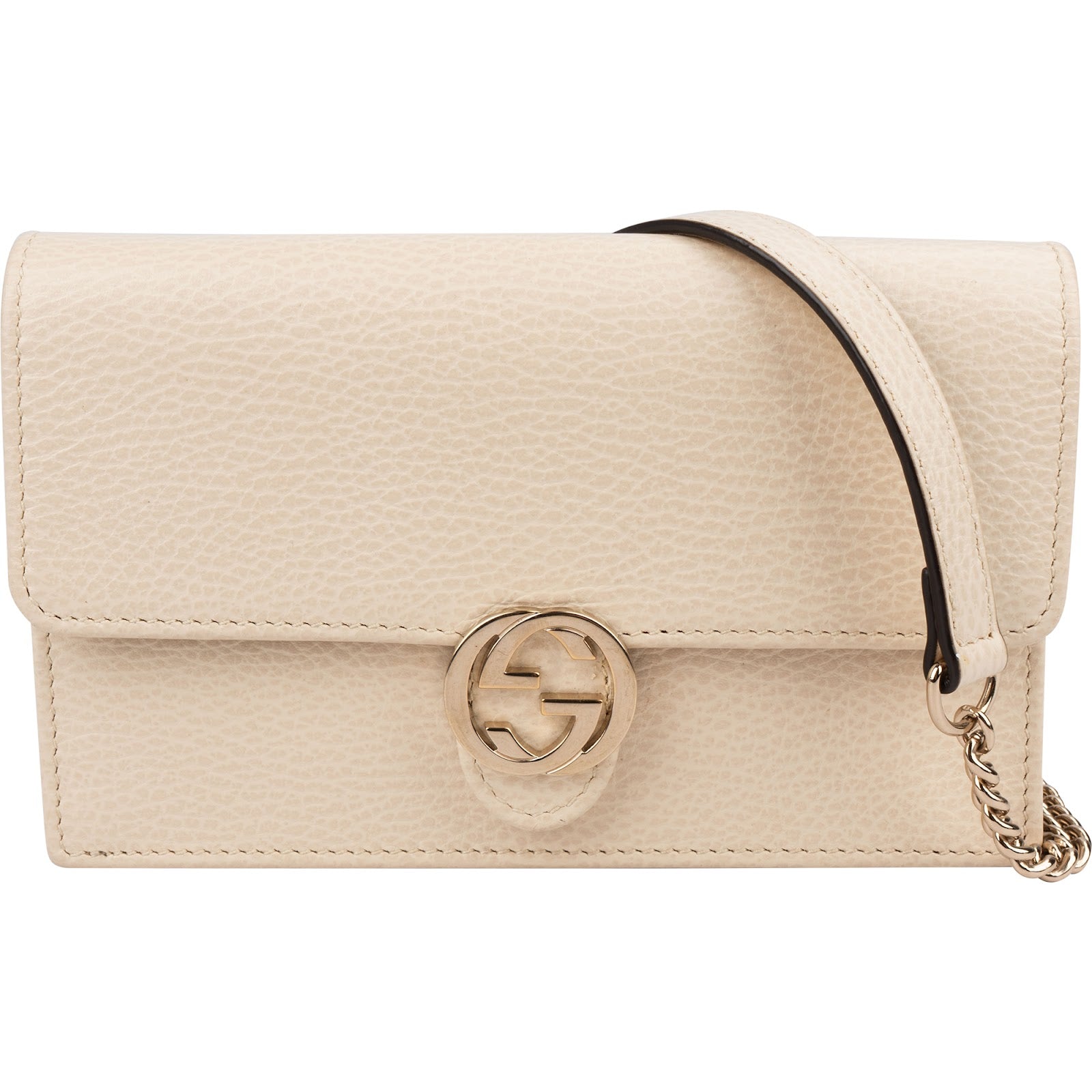 Gucci Grained Leather Interlocking GG Wallet On Chain