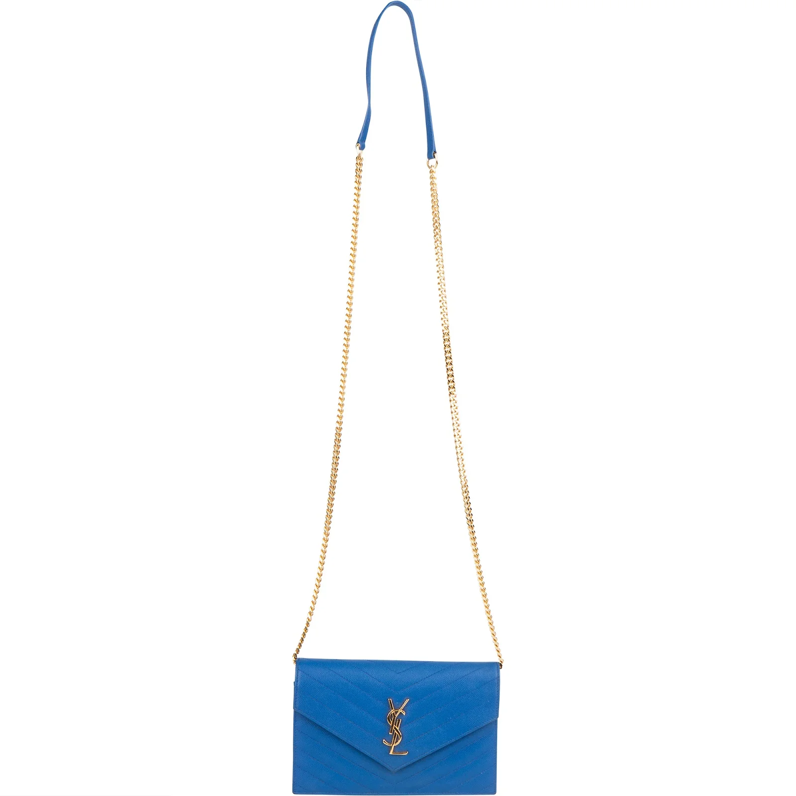 Saint Laurent Chevron Grain de Poudre Wallet On Chain Crossbody Bag