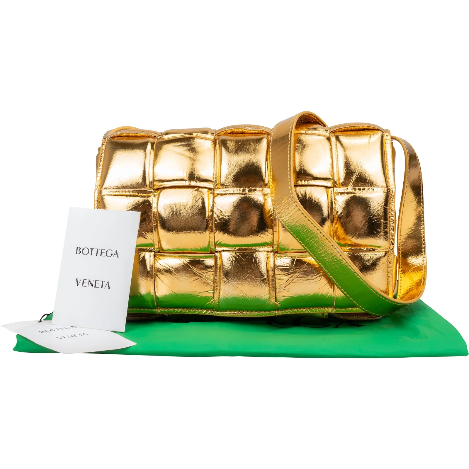 Bottega Veneta Metallic Leather Padded Cassette Crossbody Bag