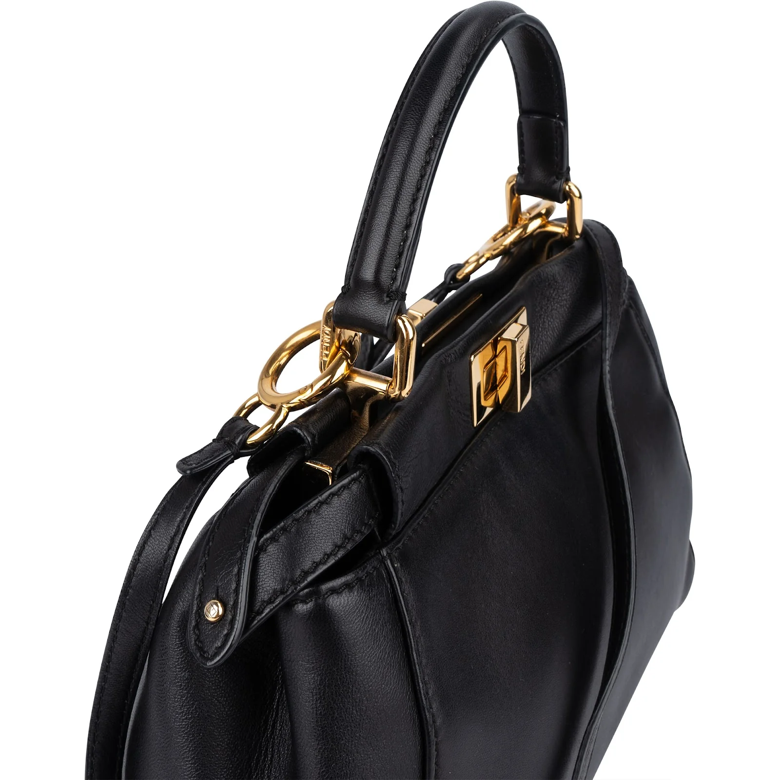 Fendi Black Leather Mini Peekaboo Handbag