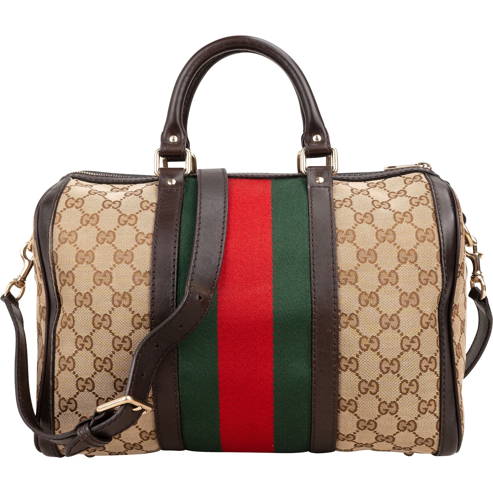 Gucci - GG Canvas Web Boston Bag