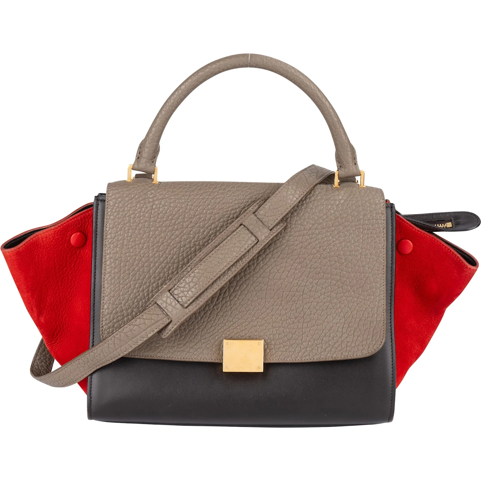 Céline Suede Leather Trapeze Handbag Tricolor