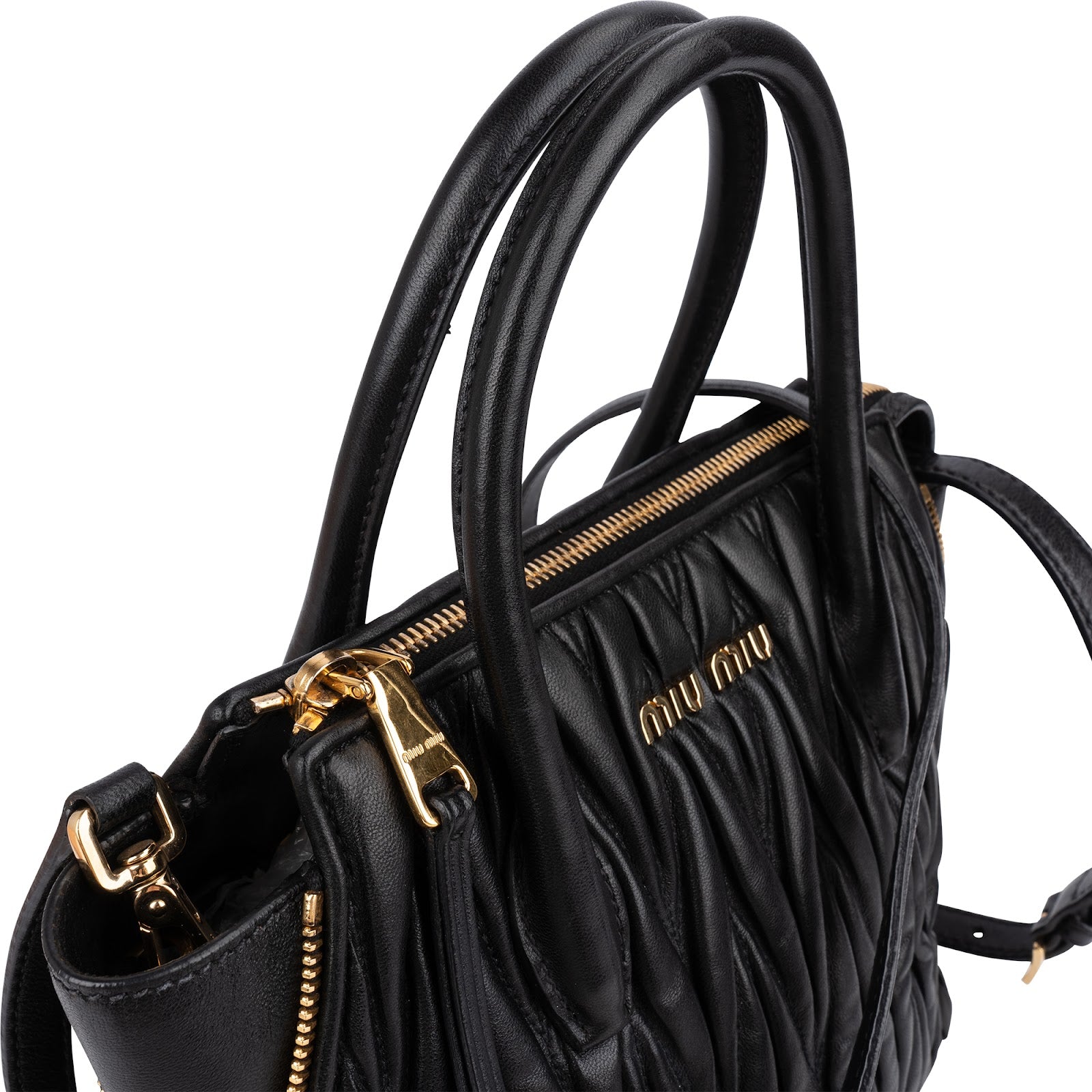 Miu Miu Black Matelassé Nappa Leather Handbag