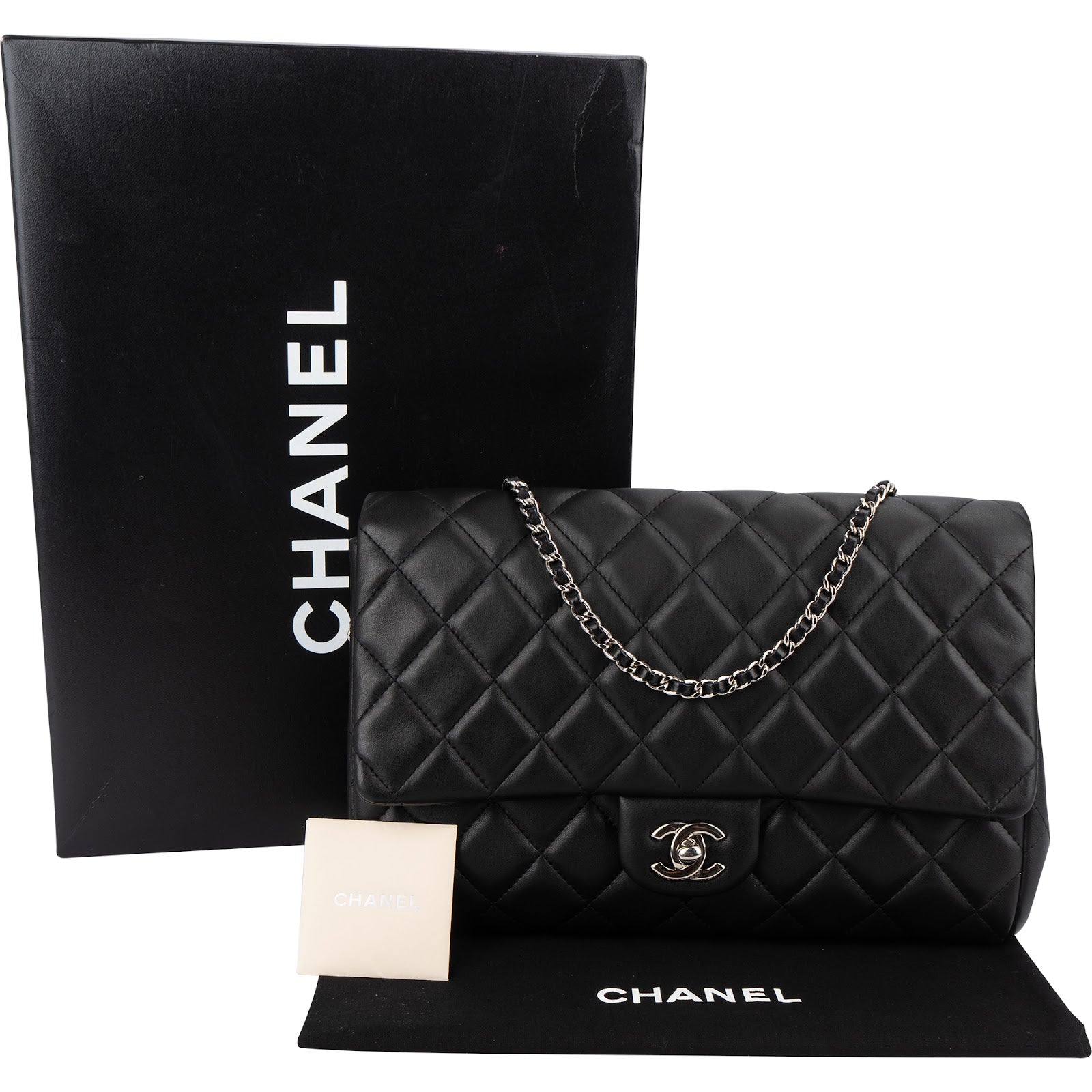 Chanel Quilted Lambskin Palladium Single Flap Shoulder Bag