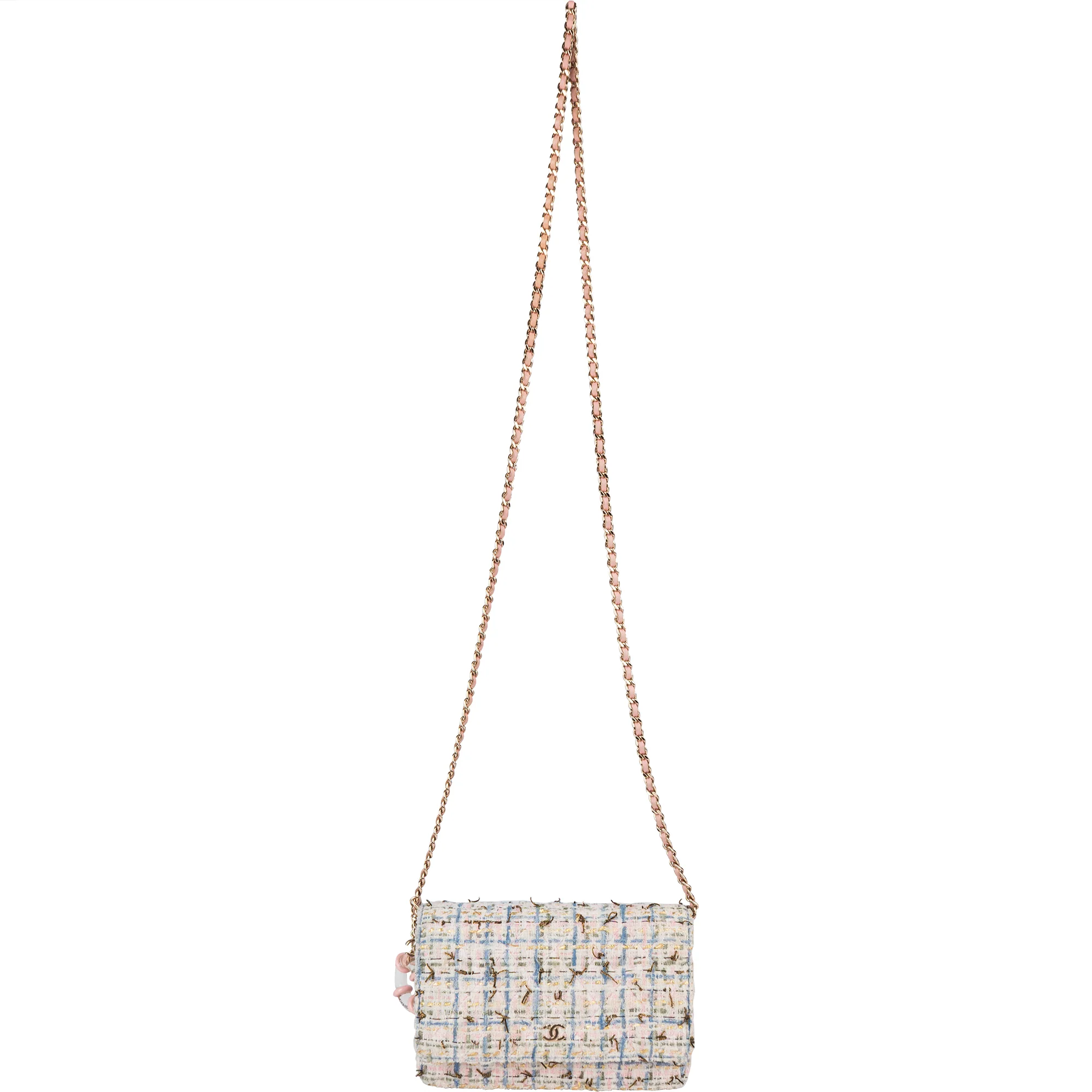 Chanel Quilted Tweed Wallet On Chain Crossbody Bag