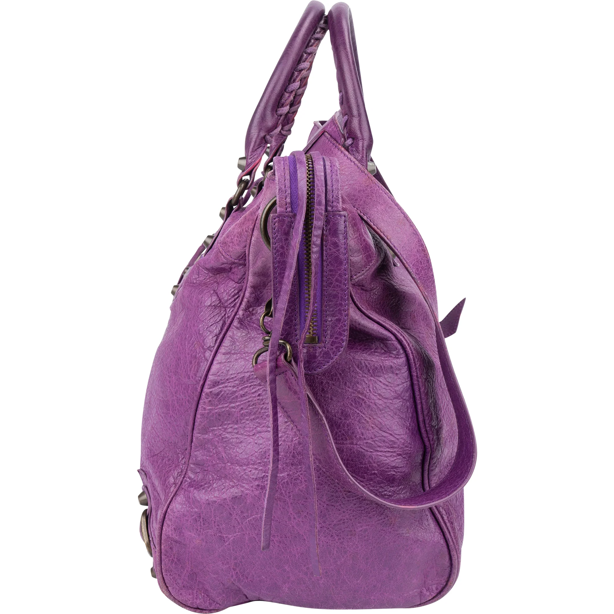 Balenciaga Purple Leather Classic City Handbag