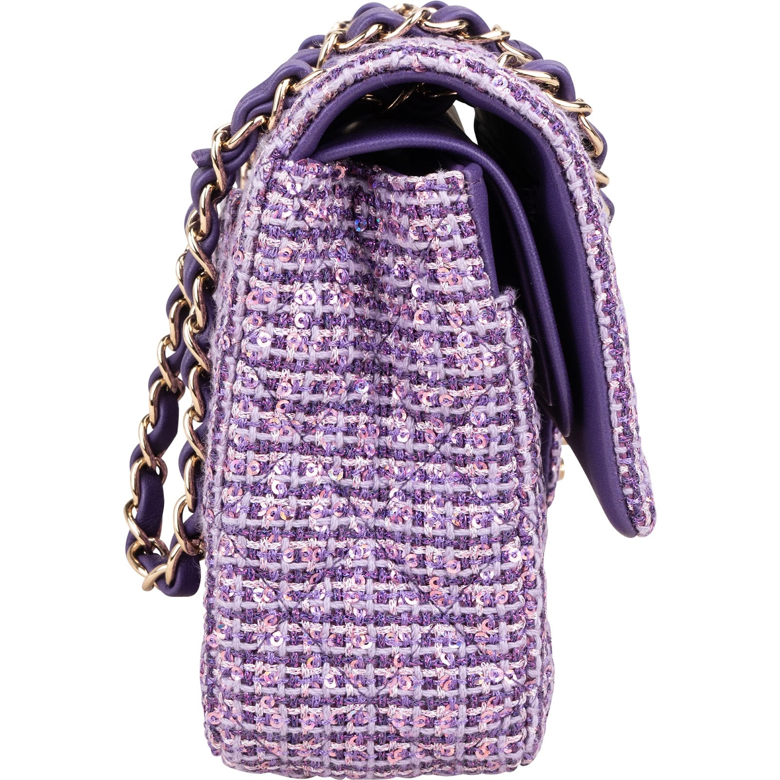 Chanel Quilted Sequin Tweed Medium Double Flap Shoulder Bag