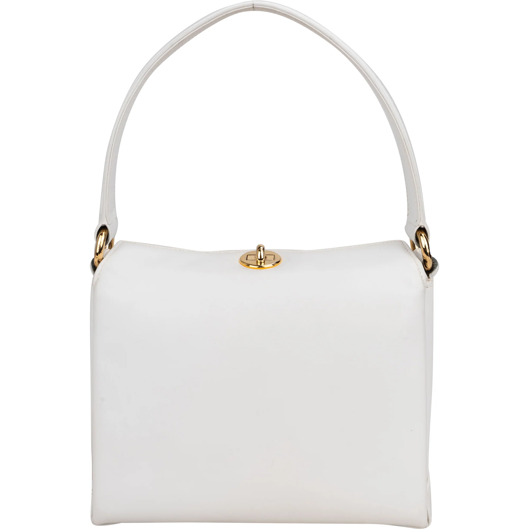 Gucci All White Leather Turnlock Handbag