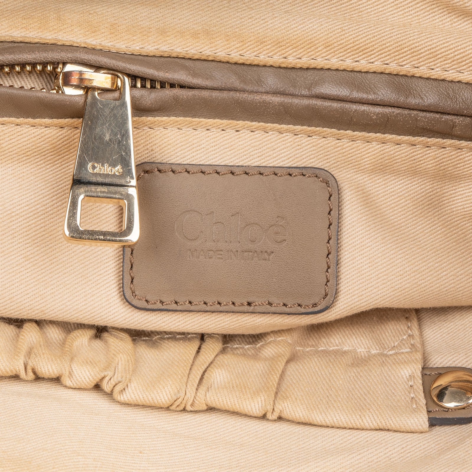 Chloé Taupe Calfskin Marcie Saddle Handbag