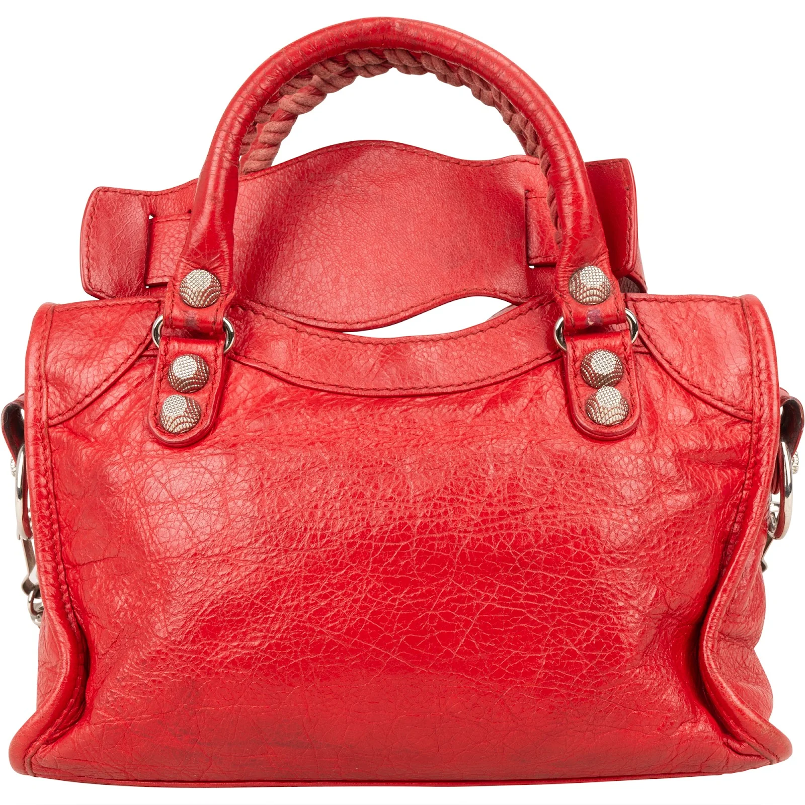 Balenciaga Red Leather Mini City Handbag