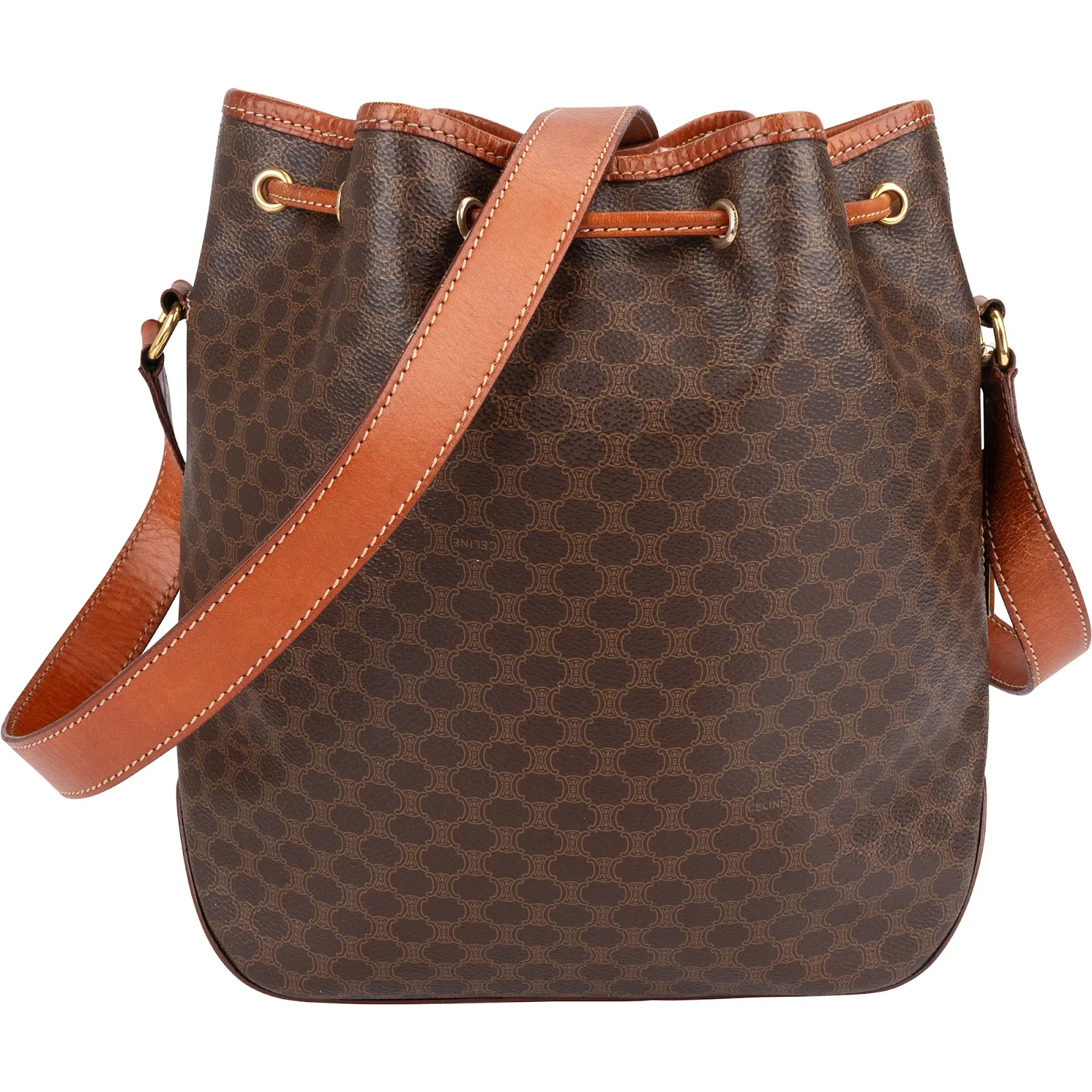 Celine Macadam Monogram Drawstring Bucket Crossbody Bag