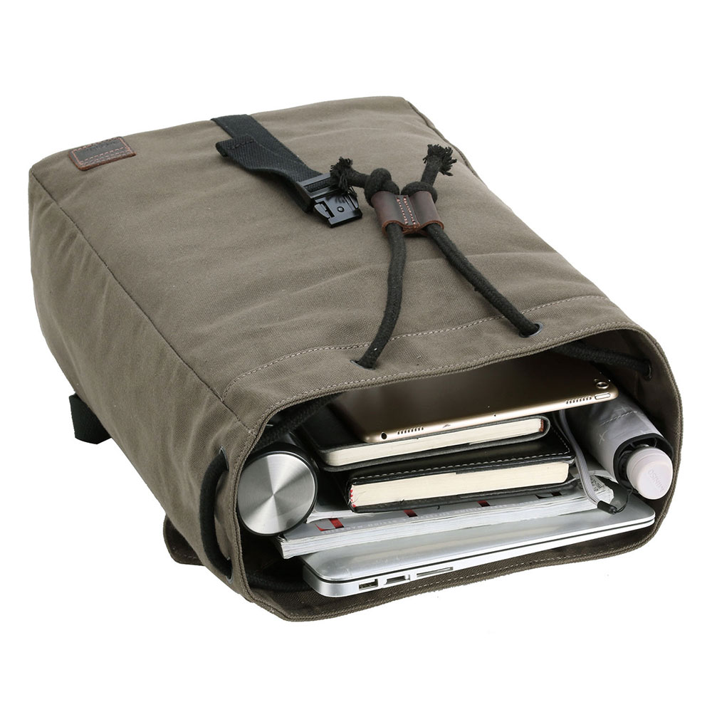 Troop London Heritage Waxed Canvas Laptop Backpack Olive