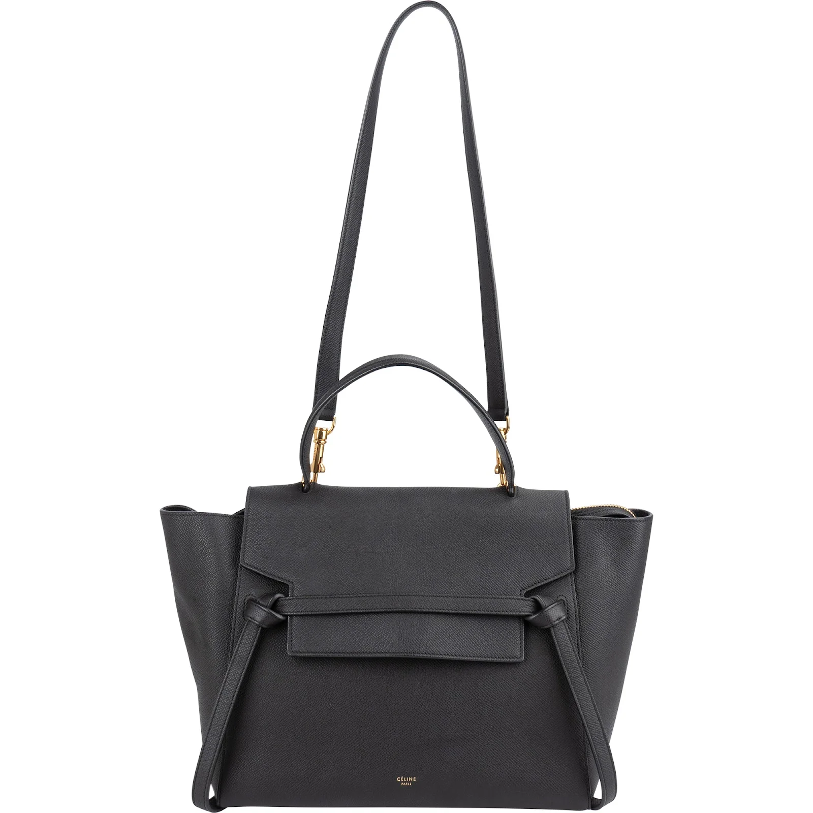 Céline Black Grained Leather Belt Handbag