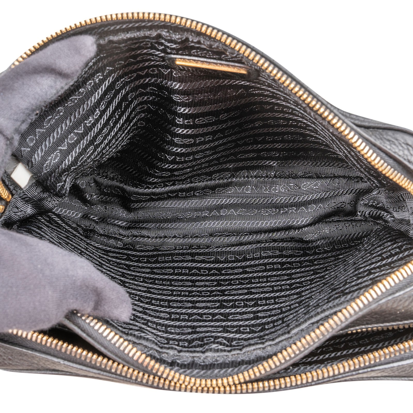 Prada Black Vitello Daino Leather Camera Crossbody Bag 1BH079