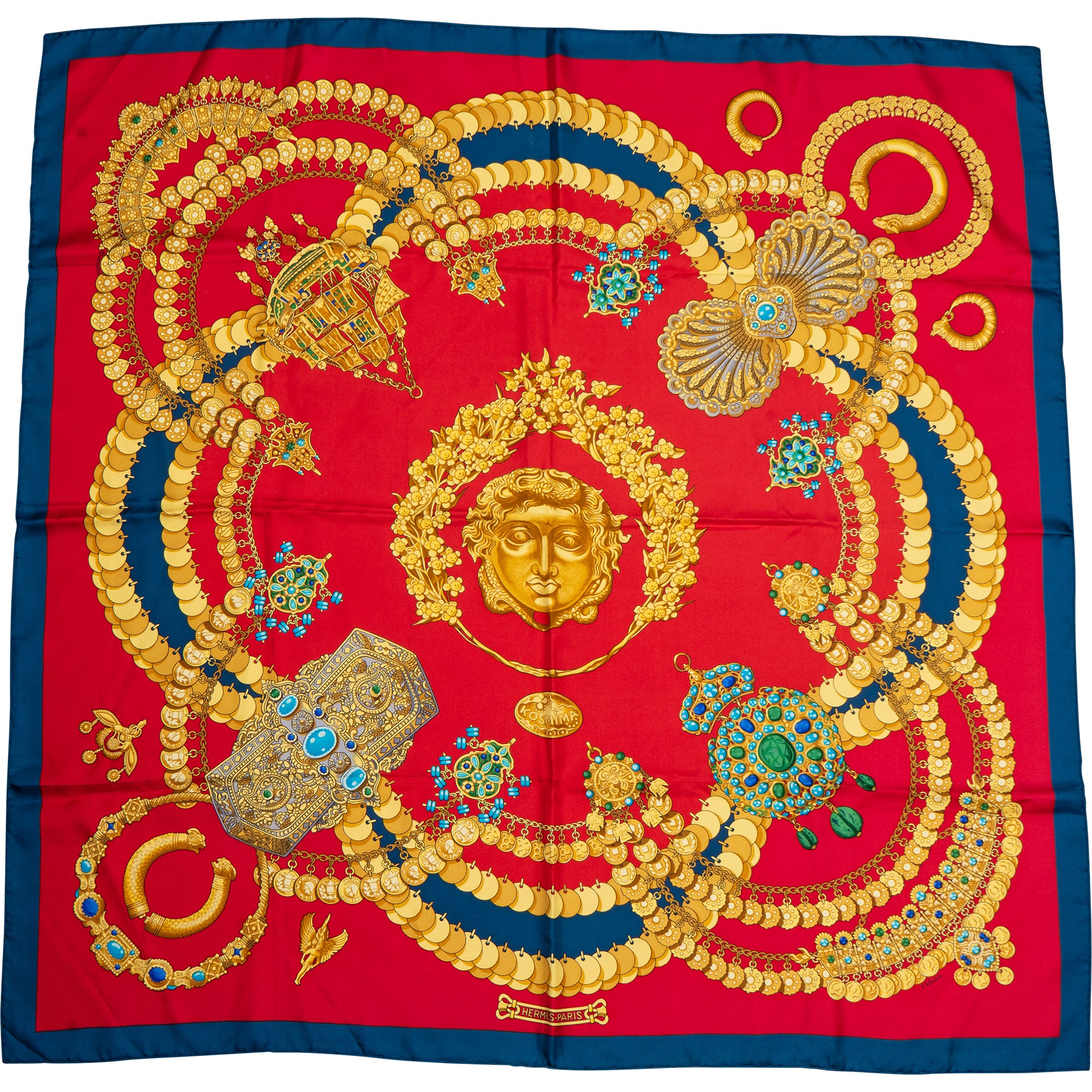 Hermès Classic "Kosmima" Silk Carre 90 Scarf Tuch