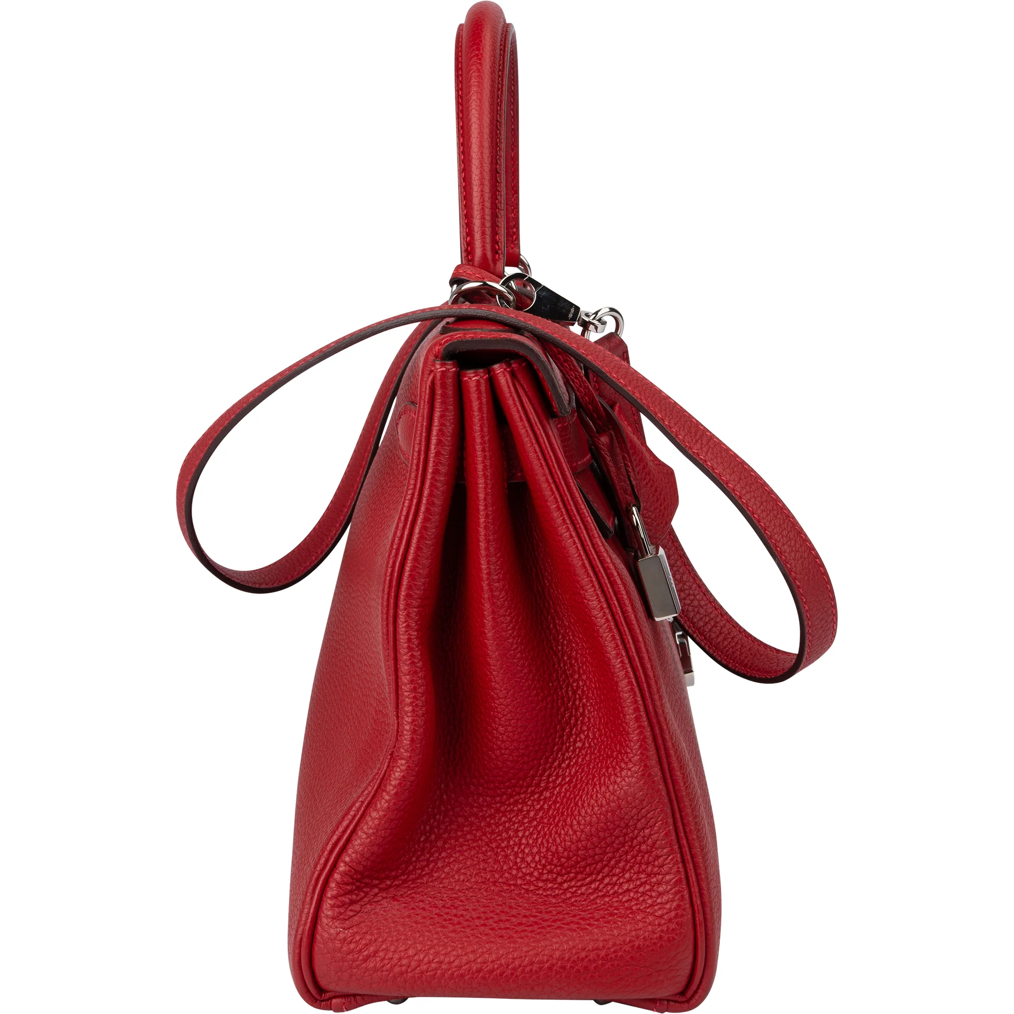 Hermès Rouge Taurillon Clemence Leather Kelly 28 Handbag