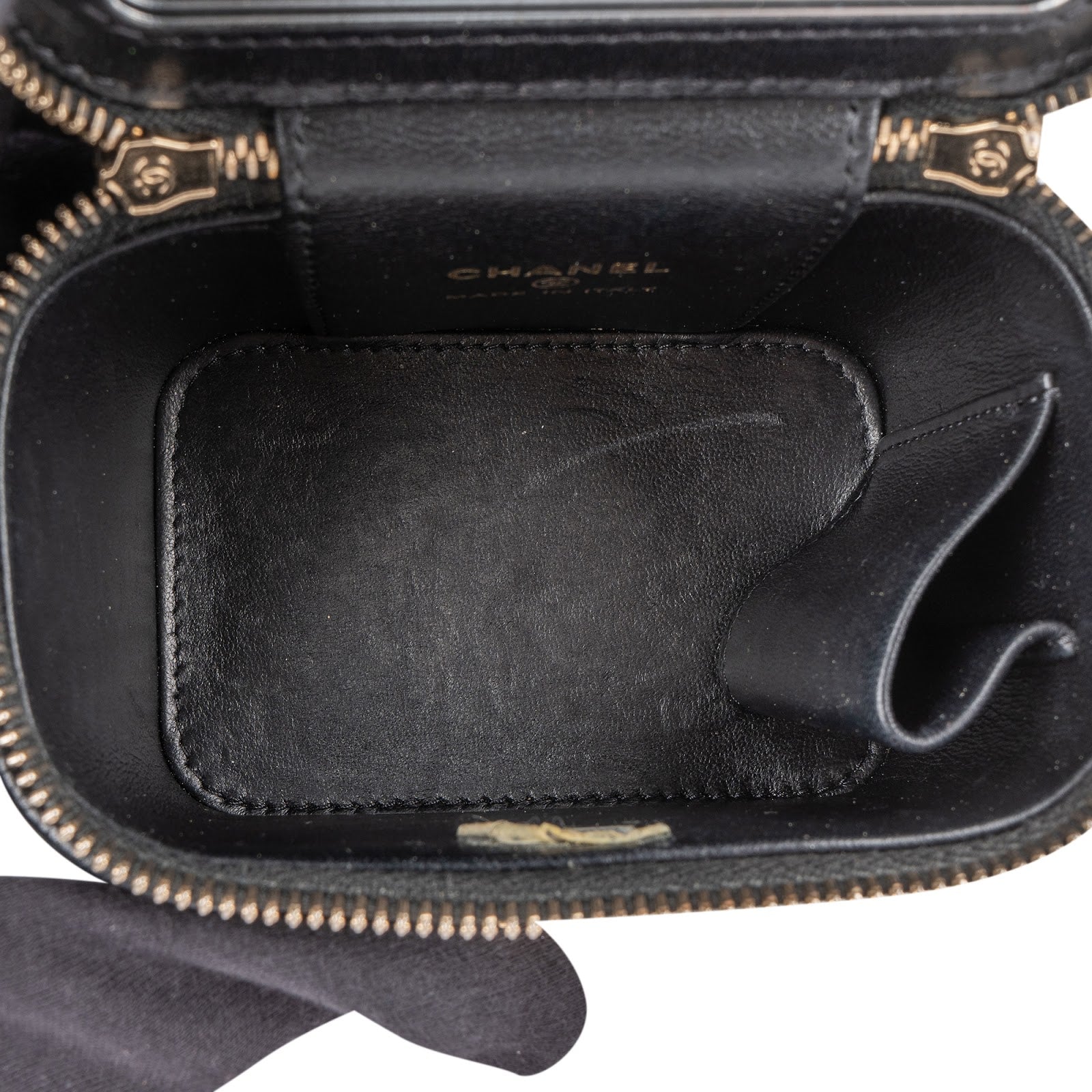 Chanel Quilted Caviar Mini Heart Chain Vanity Case Crossbody Bag