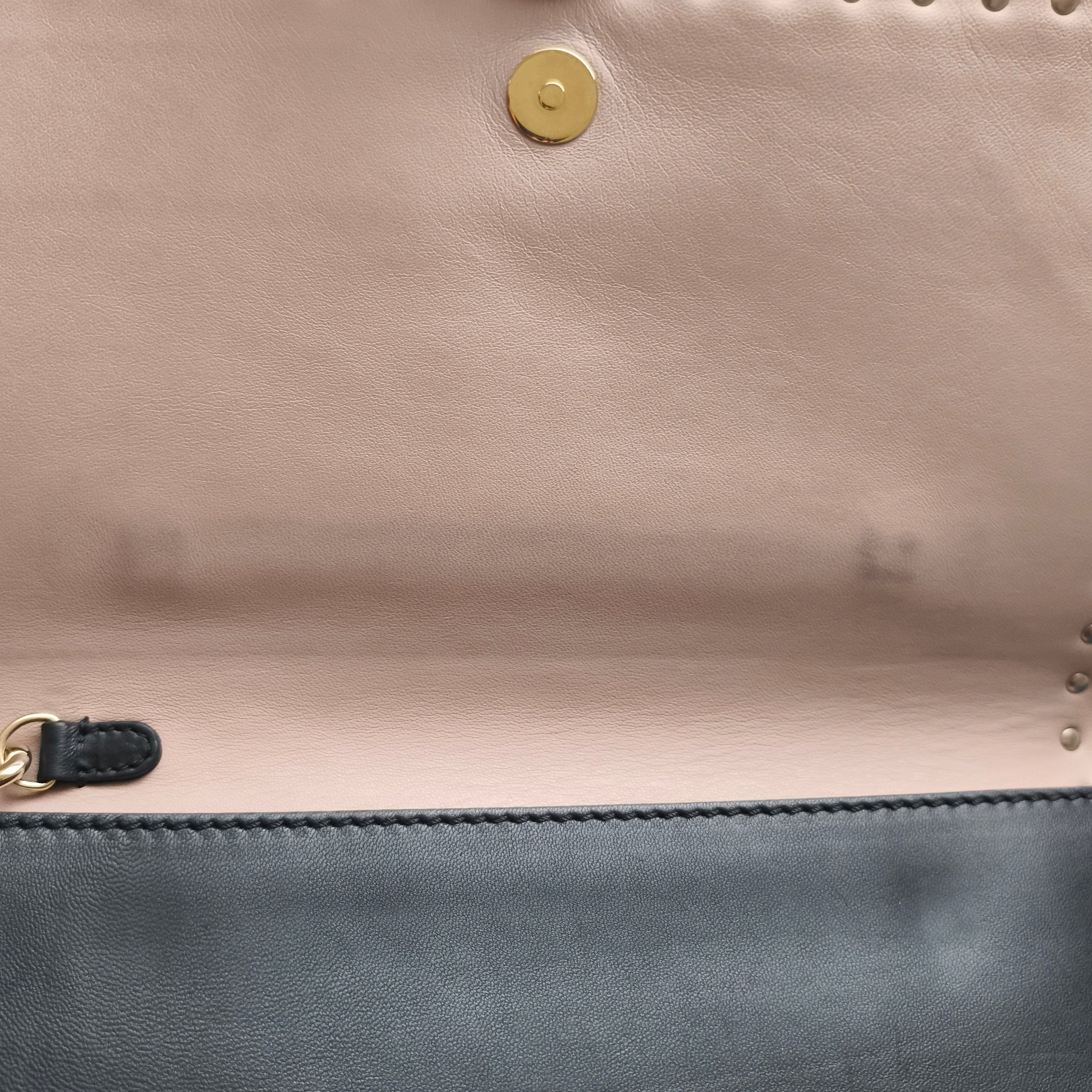 Valentino Garavani Black Leather Rockstud Flap Clutch