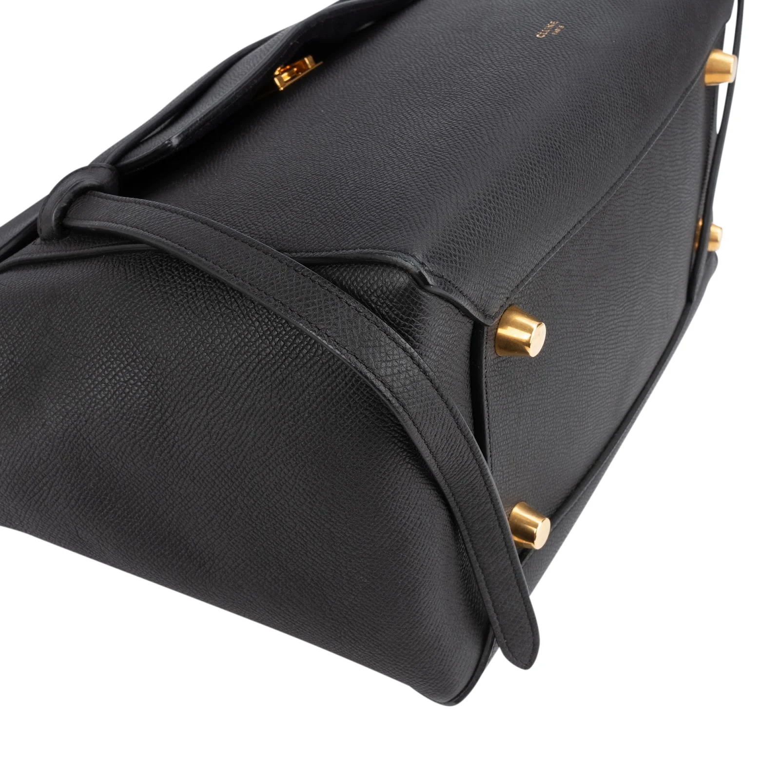 Céline Black Grained Leather Belt Handbag