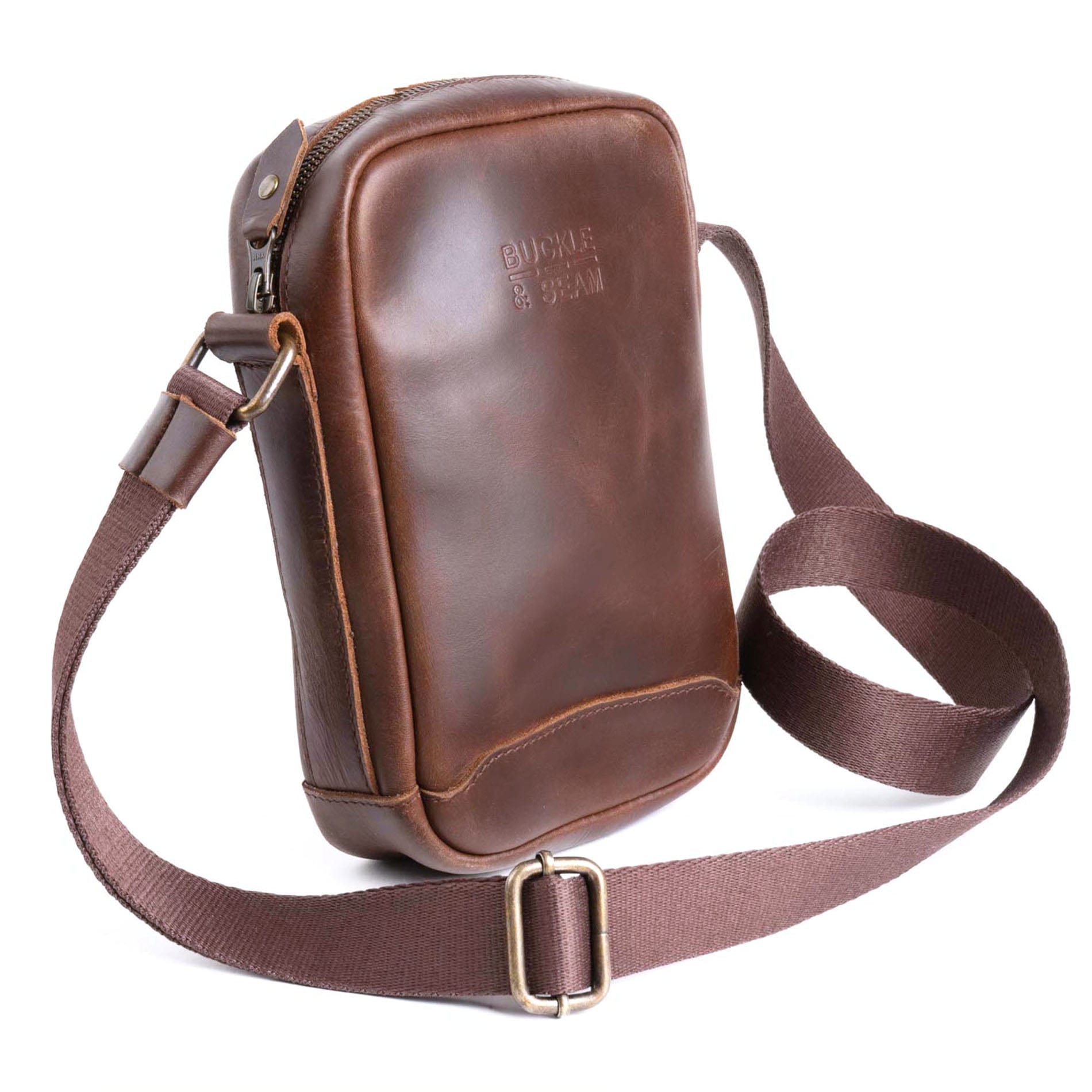 Crossbody Bag Runner Leder - BROWN/Dots