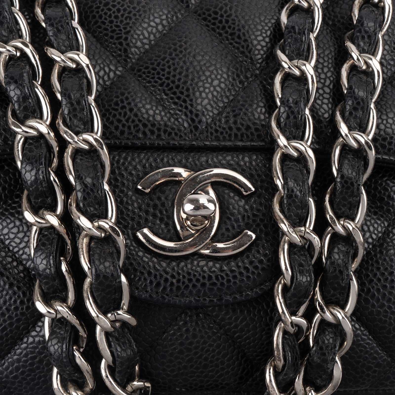 Chanel Quilted Caviar Leather Palladium Maxi Single Flap Crossbody Bag
