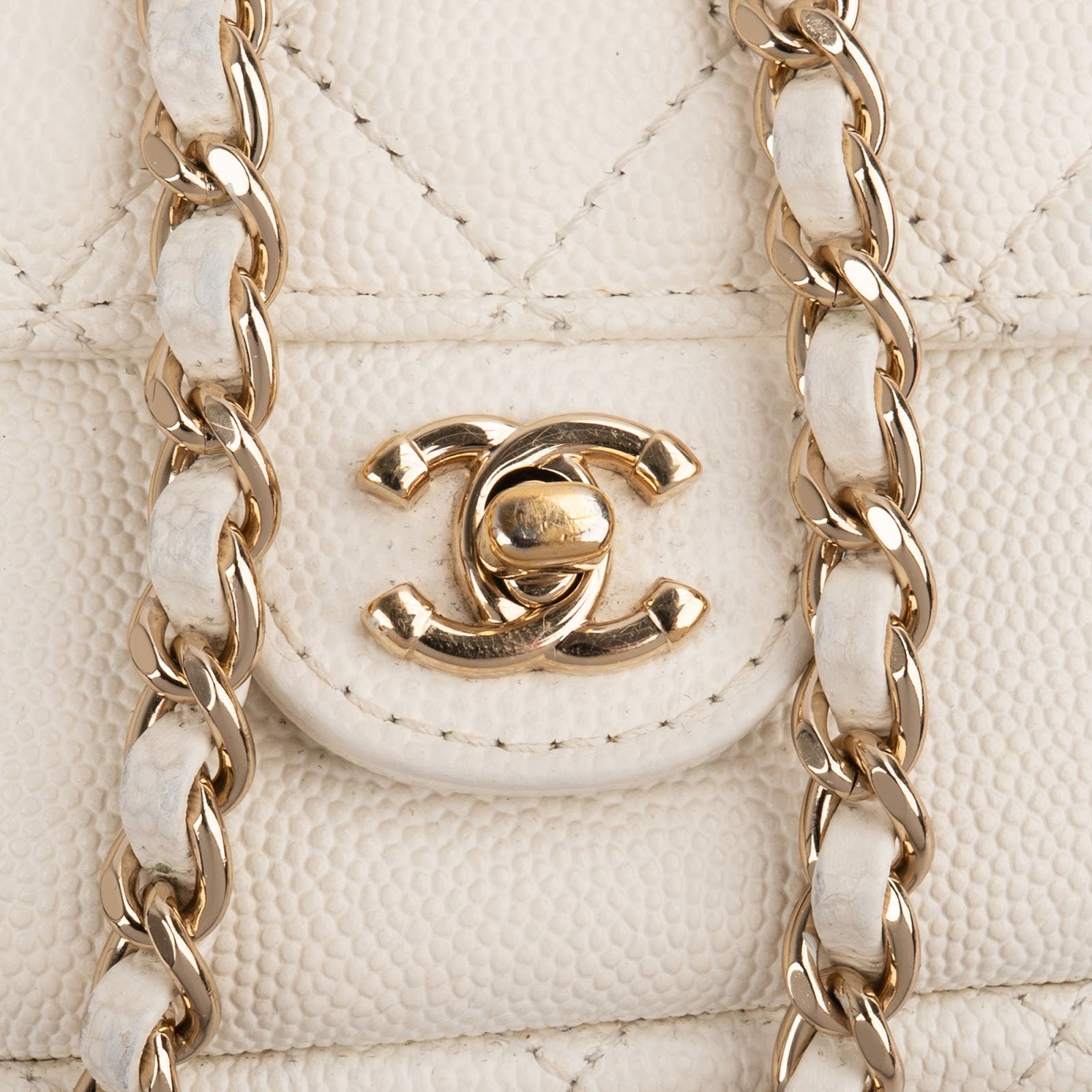Chanel Quilted Caviar Leather Small Round Camera Crossbody Bag