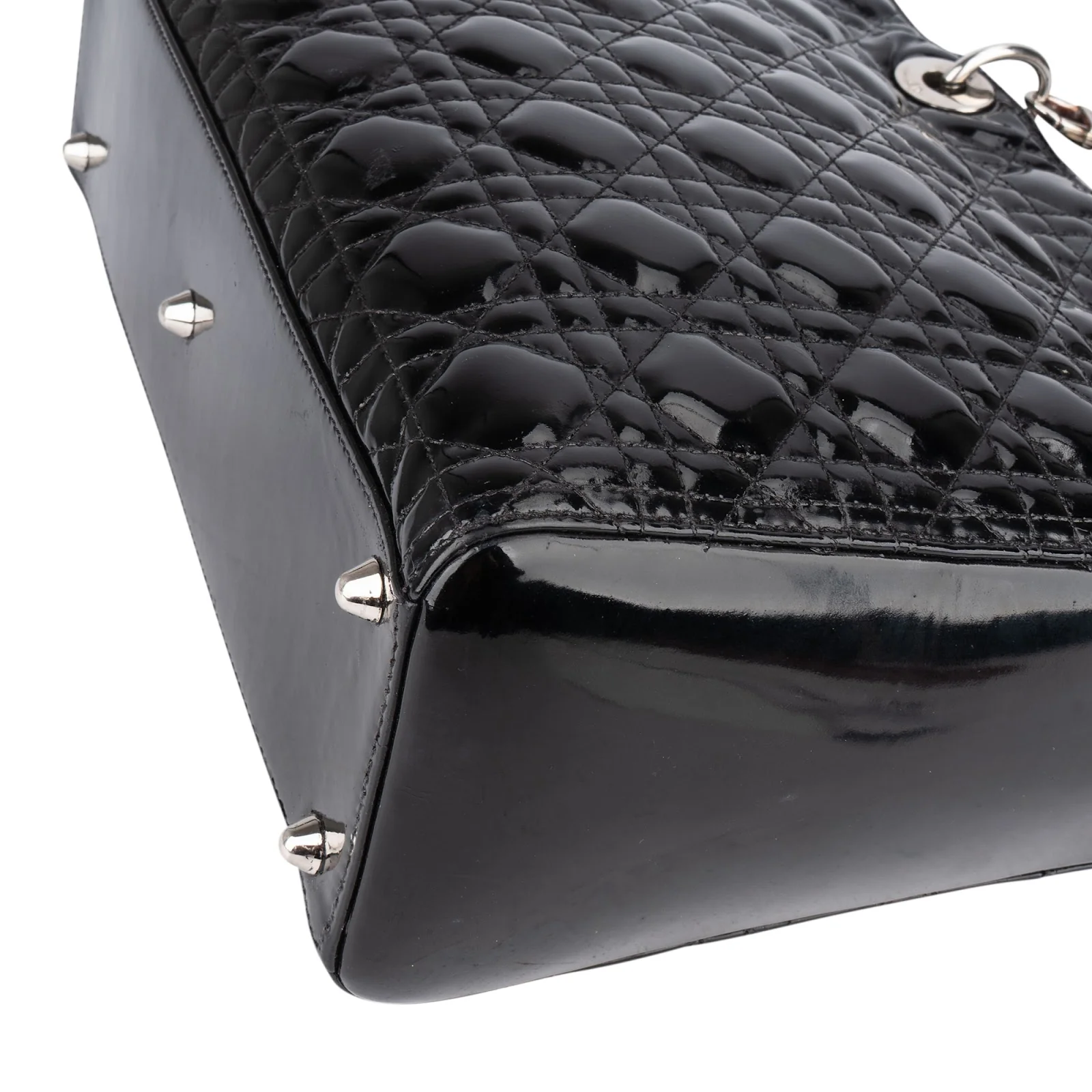 Christian Dior Quilted Patent Leather Lady Dior Handbag