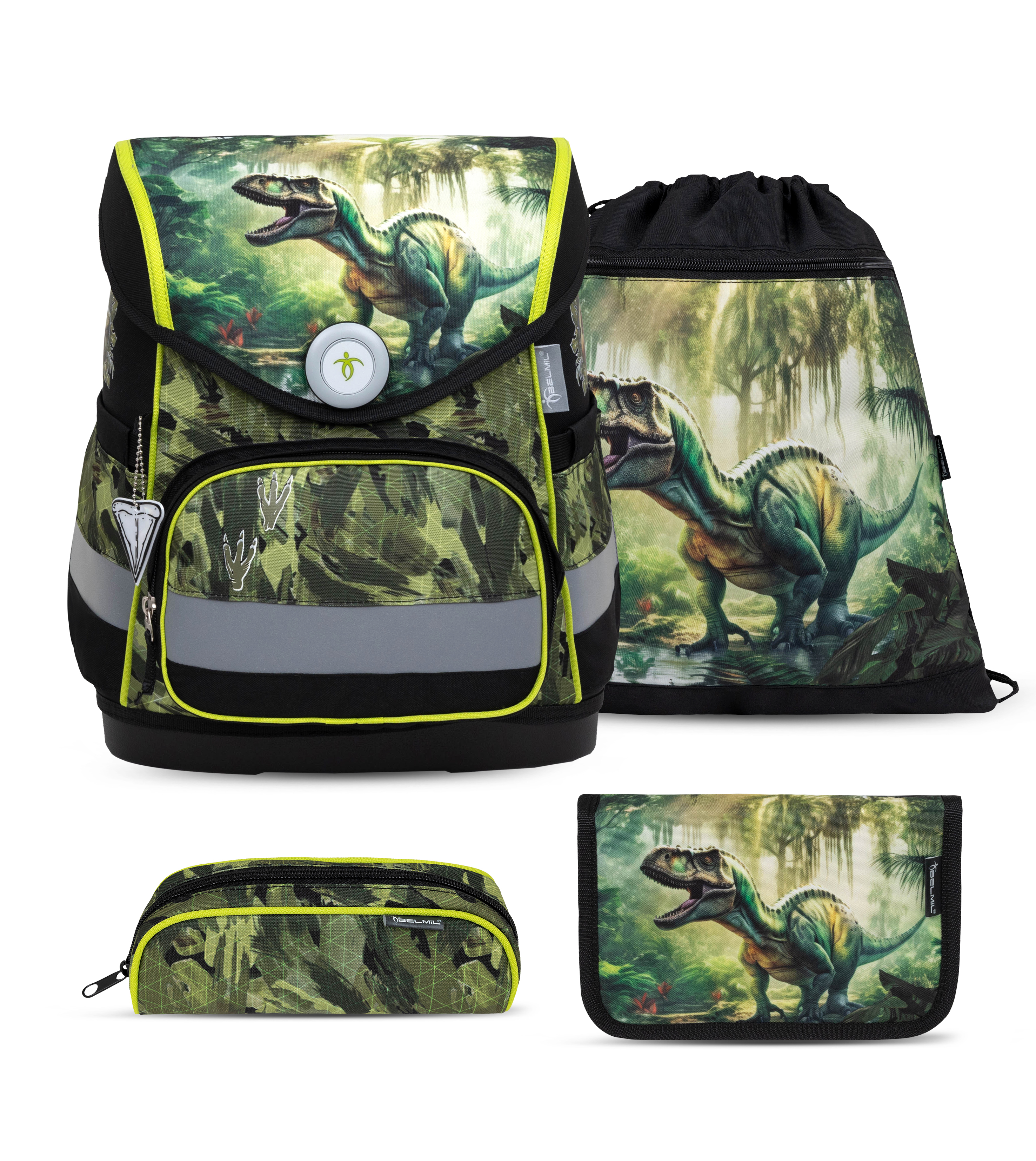 Compact Schulranzen Set 4-teilig mit Brustgurt - Lost World